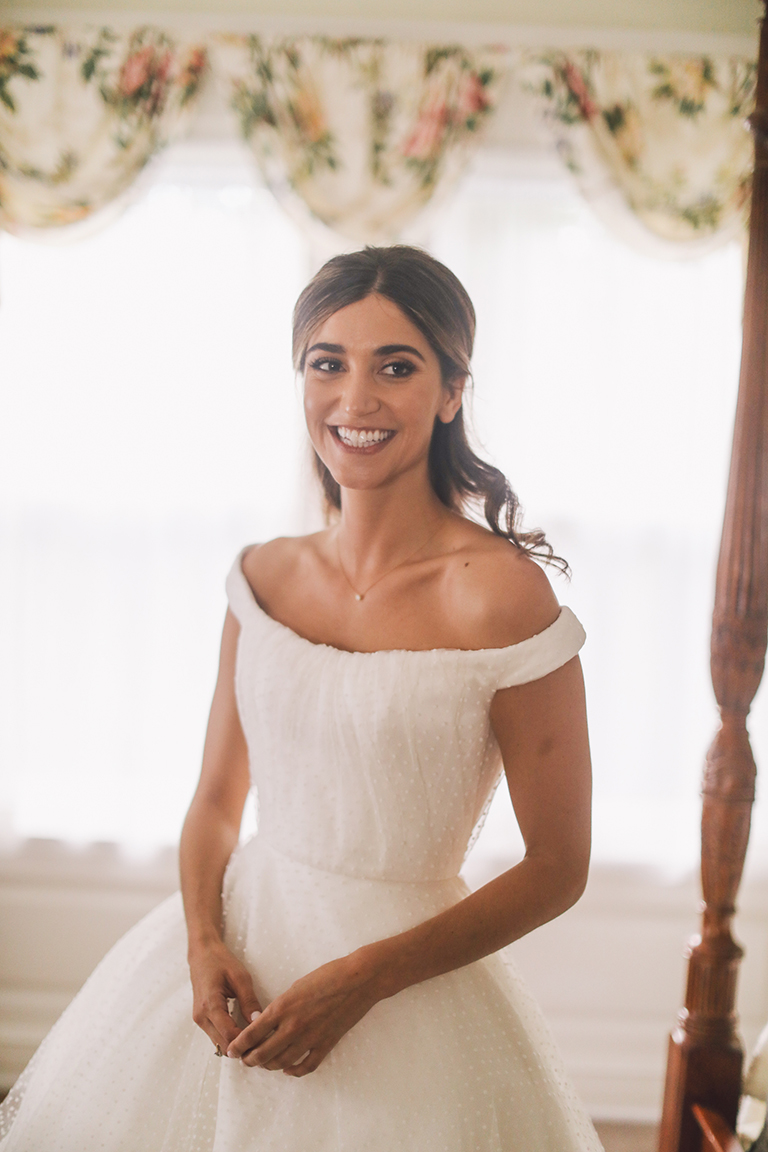 Phillipa-Lepley-Real-Bride-Bespoke-Dotty-Tulle-Off-the-Shoulder-Wedding-Gown-Silk-Tulle-Veil-Couture-Wedding-Dress-London-UK-4