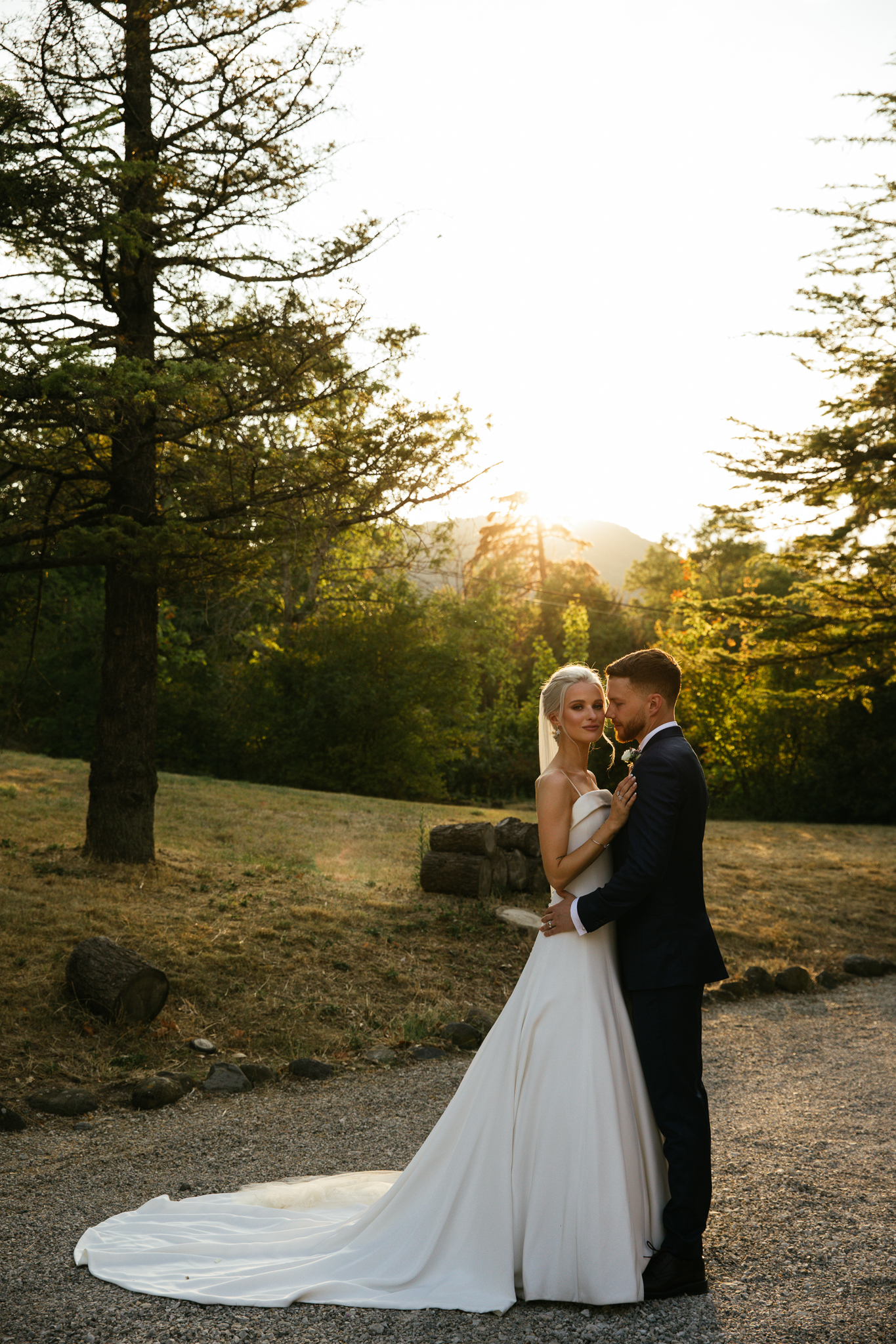 Victoria Magrath of inthefrow stands with her new husband in a Phillipa Lepley wedding gown.