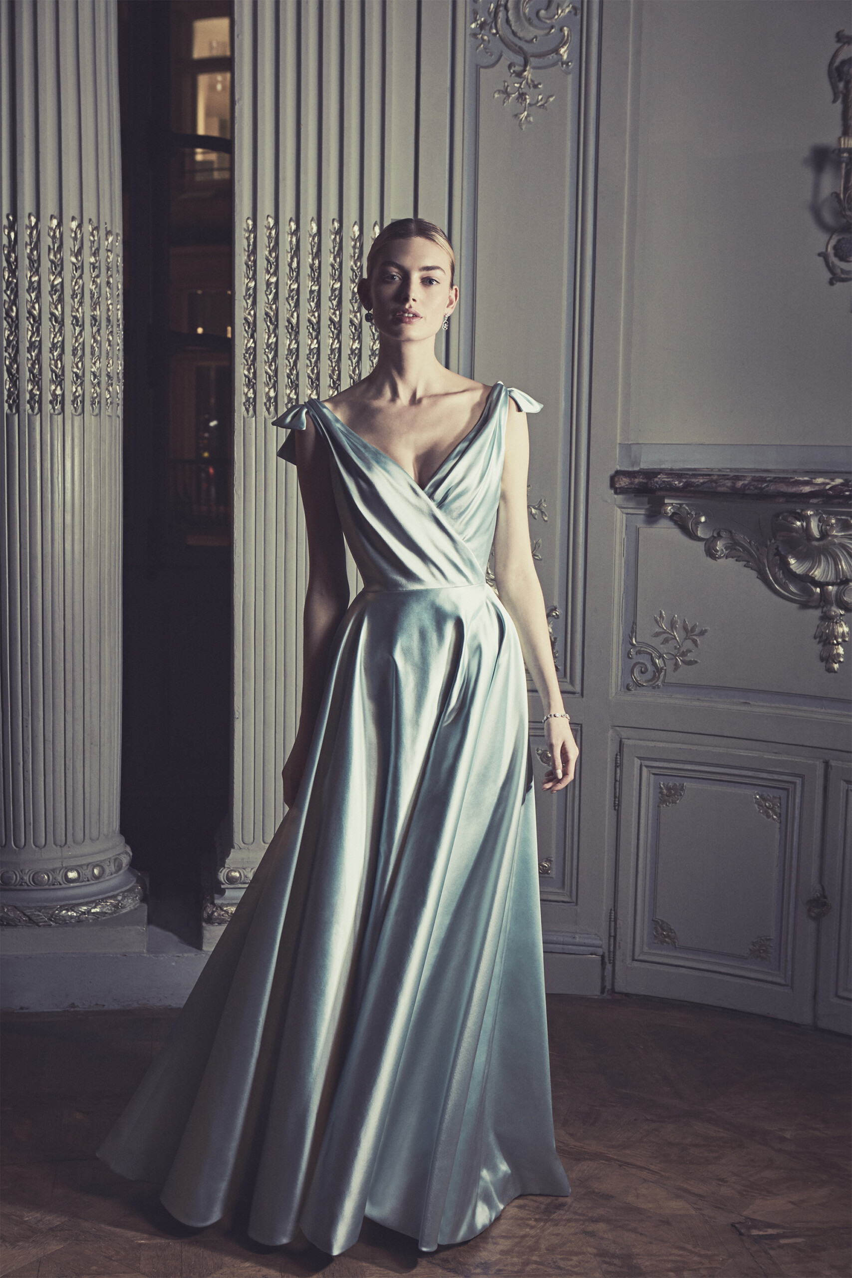 Phillipa-Lepley-Couture-Wedding-Dress-Vienna-Crossover-Turquoise-Satin-Pale-Blue-Eveningwear-Gown