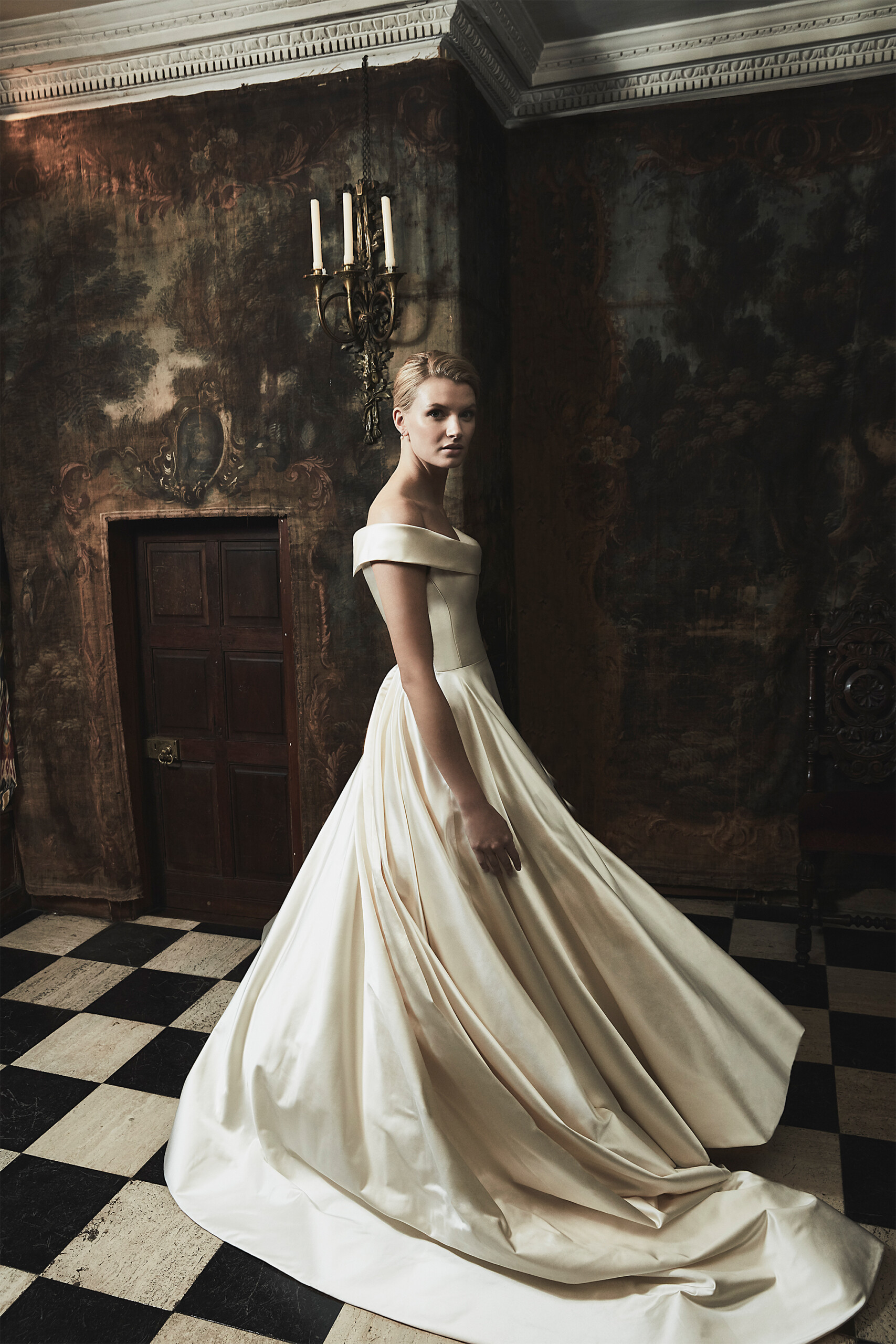 Phillipa-Lepley-Couture-Wedding-Dress-Vienna-Madeleine-Duchess-Satin-Off-The-Shoulder-Full-Skirt