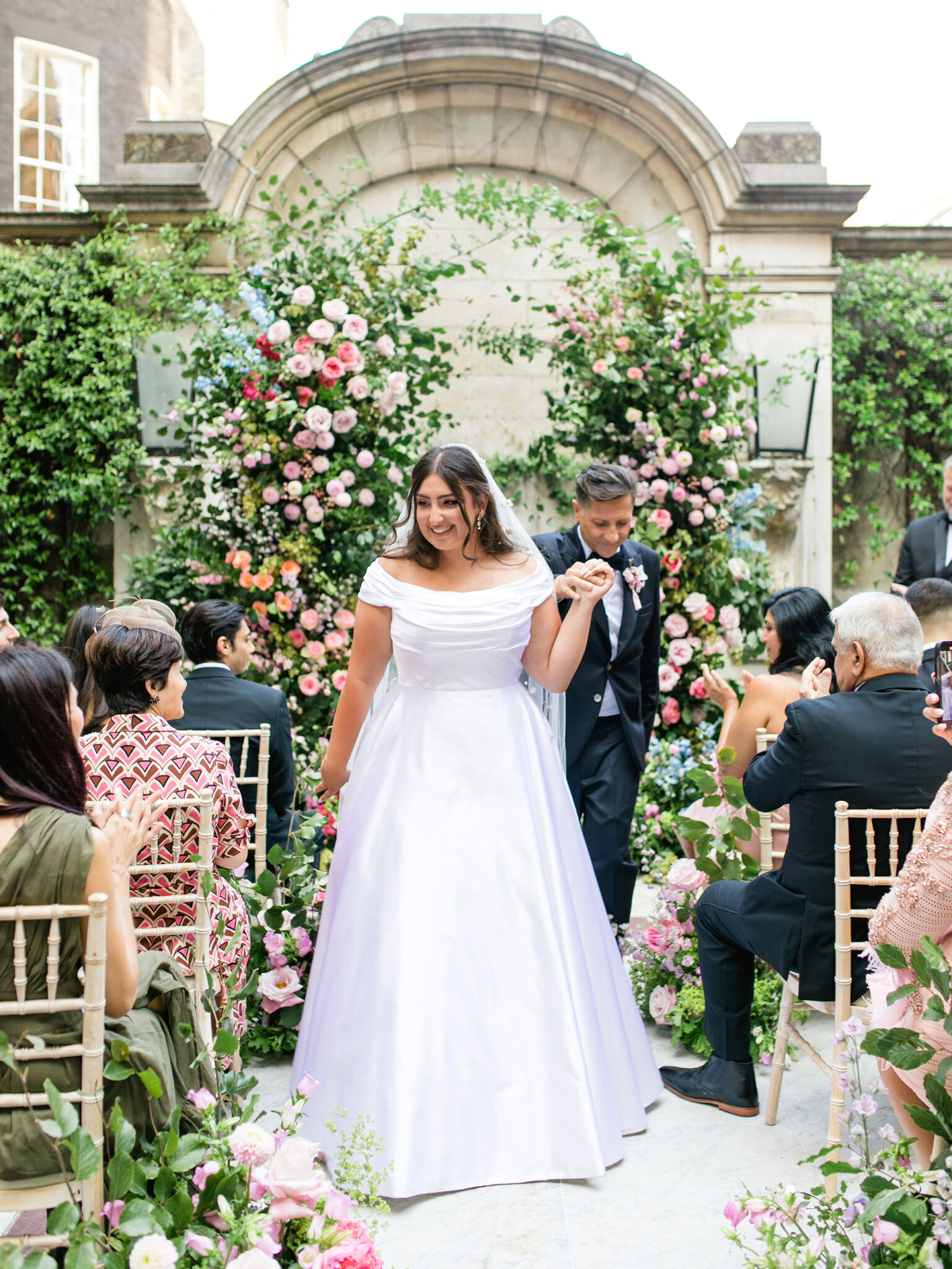 Phillipa Lepley Bride Arevik White Duchess Satin Dahlia Garden Veil