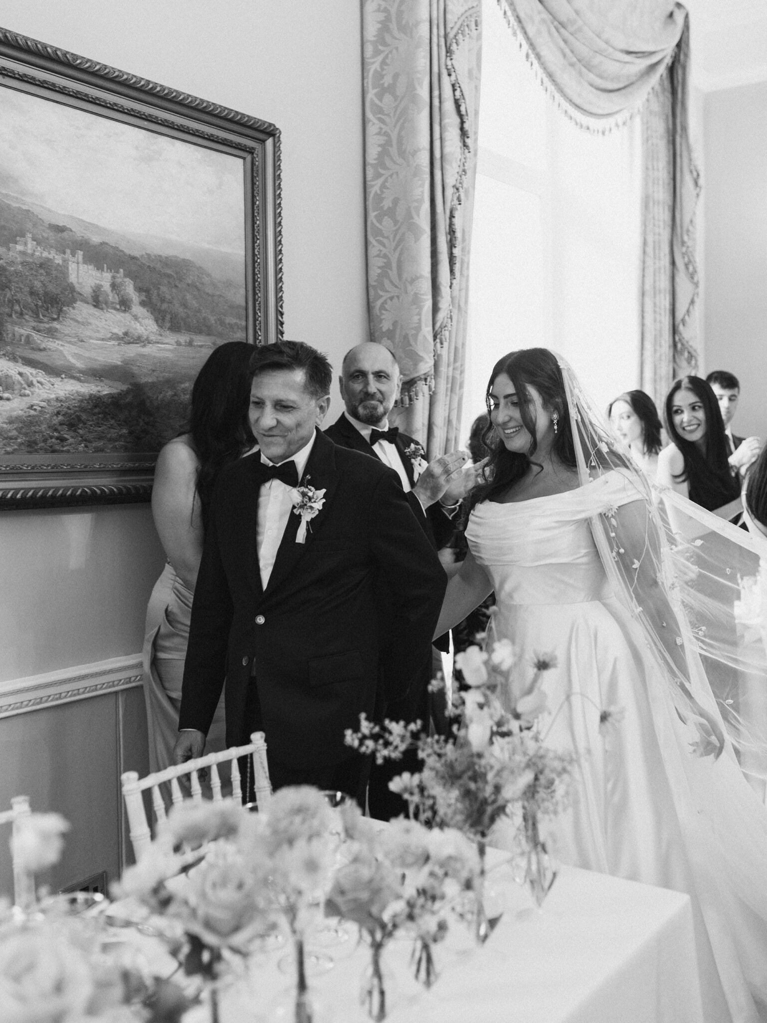 Phillipa Lepley Bride Arevik White Duchess Satin Dahlia Garden Veil