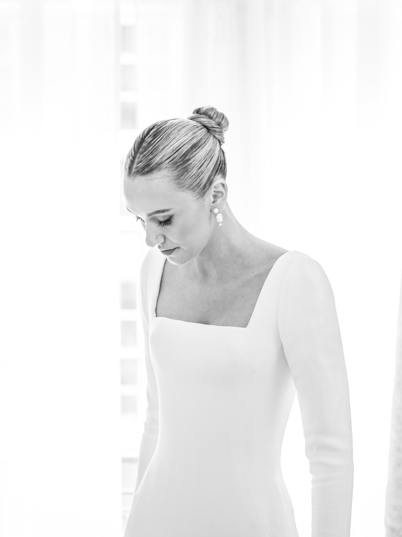 Phillipa Lepley Bride Sophia Silk Crepe Square Neckline Scroll Lace Veil