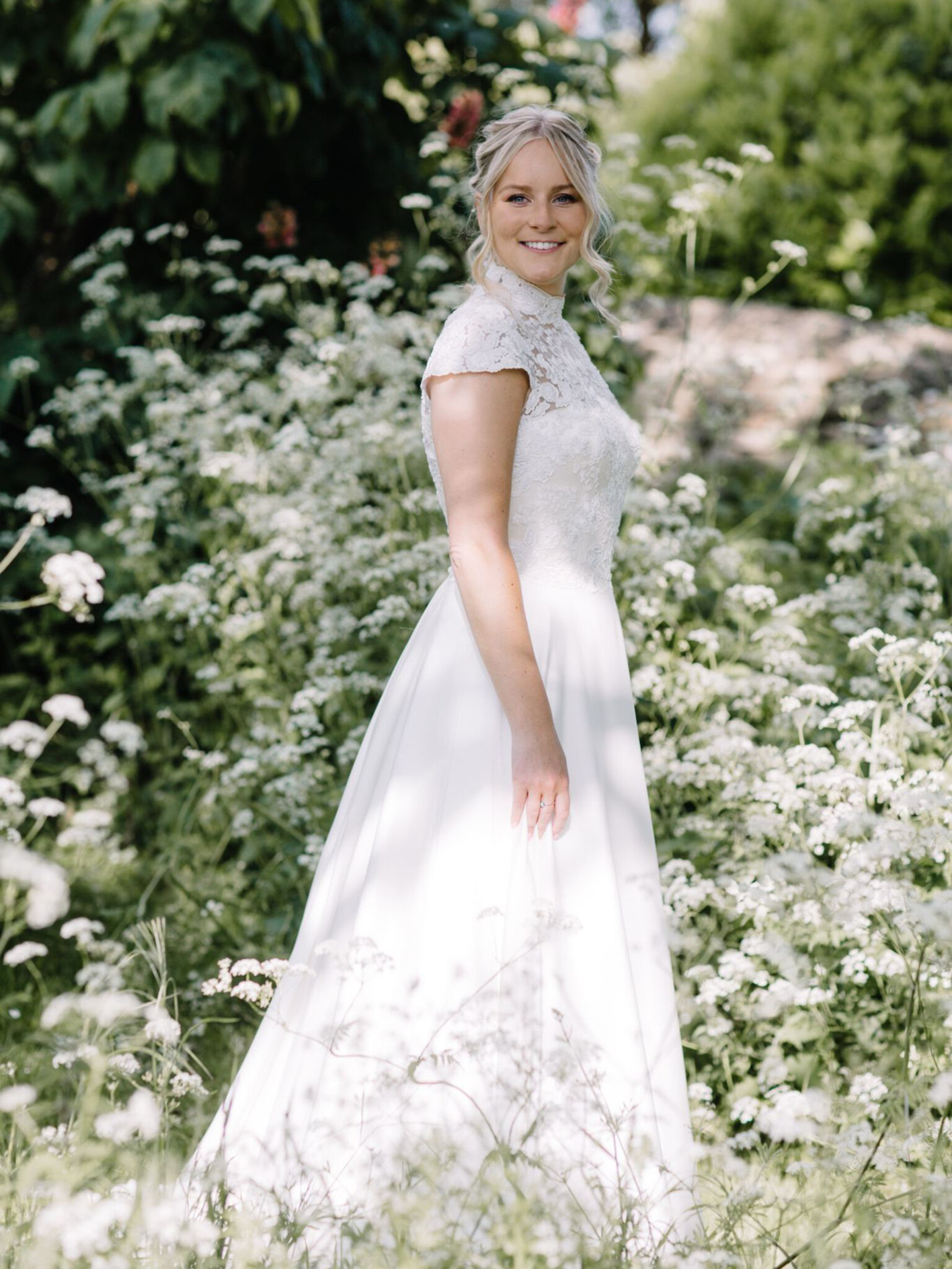 Phillipa Lepley Bride Tabitha High Neck Embroidered Wedding Dress Cap Sleeves