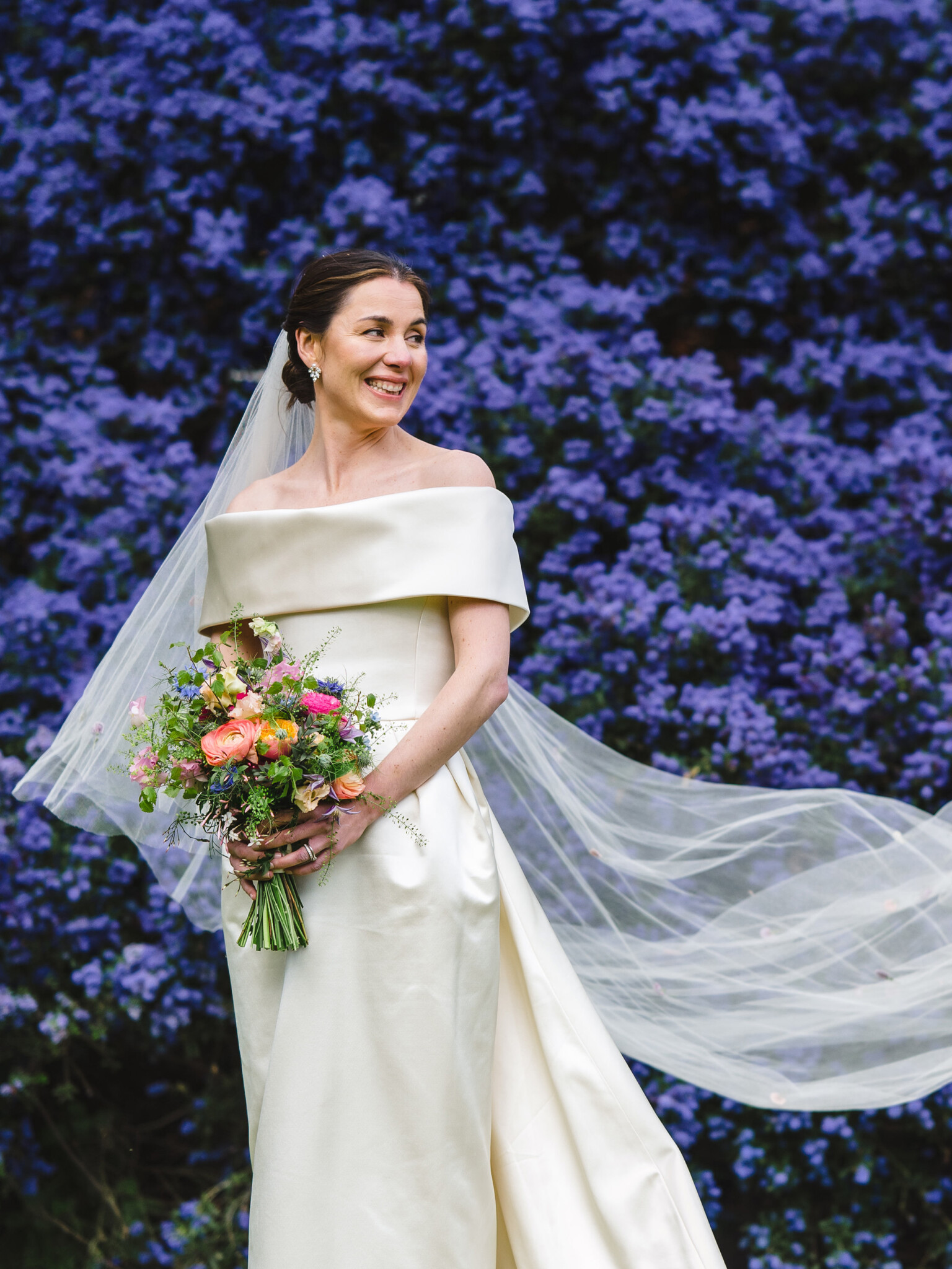 Phillipa Lepley Bride Georgina Off The Shoulder Duchess Satin Wedding Dress With Collar
