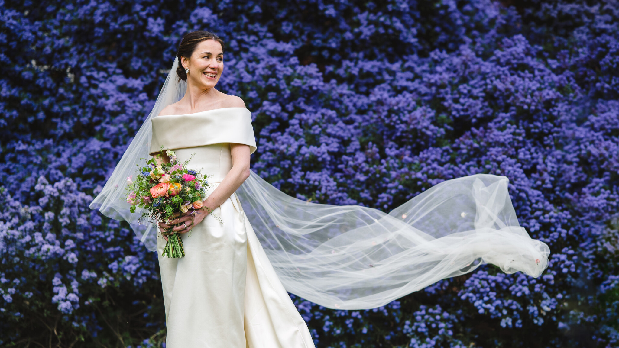 Phillipa Lepley Bride Georgina Off The Shoulder Duchess Satin Wedding Dress With Collar