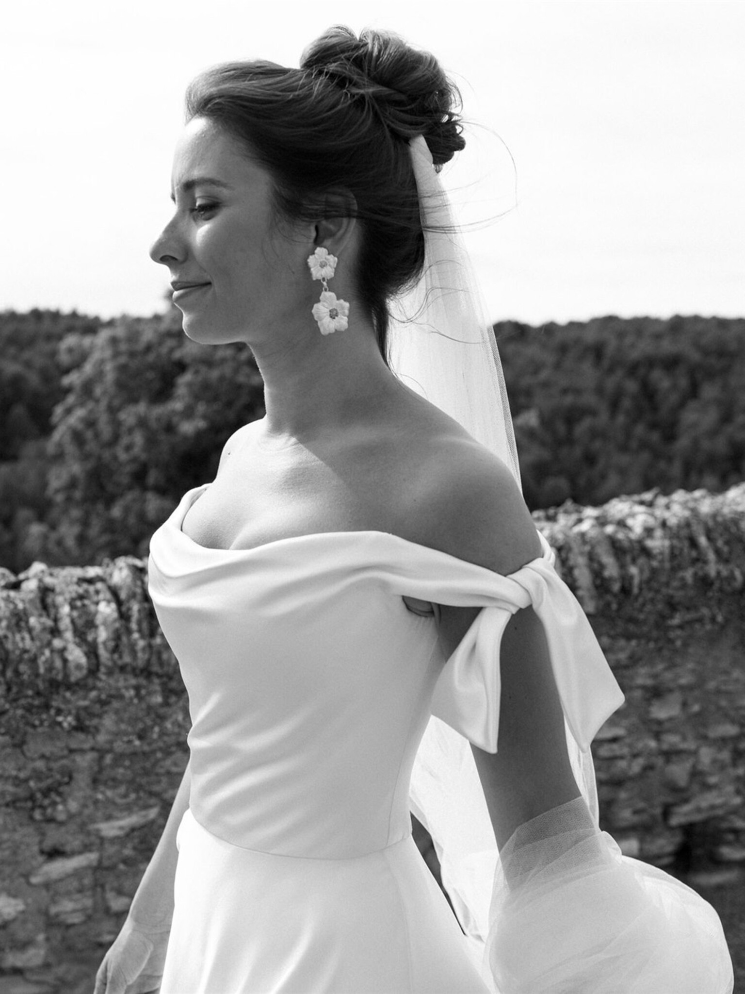 Phillipa Lepley Bride Constance Destination Wedding France Off The Shoulder Satin Couture Wedding Dress