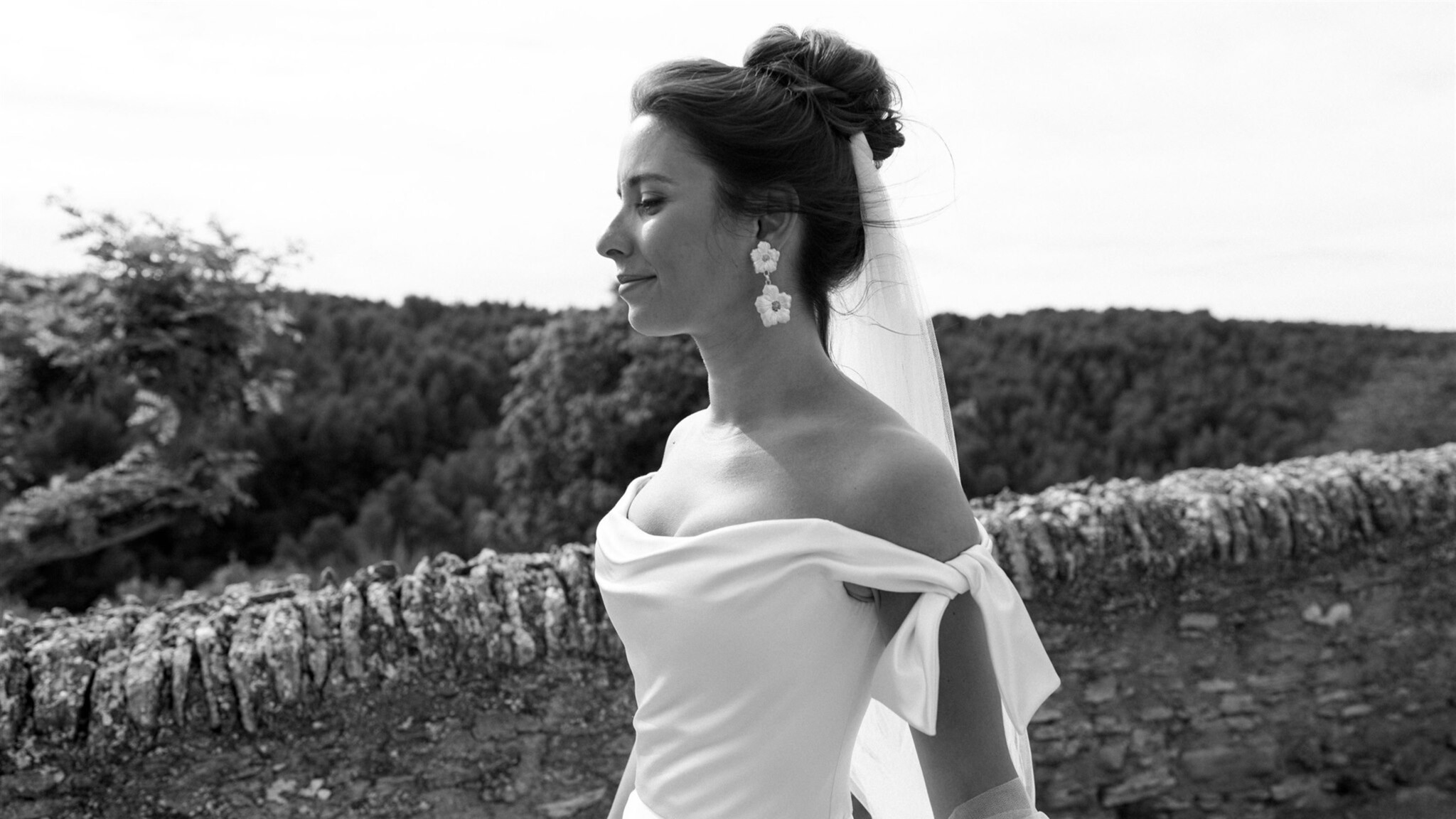 Phillipa Lepley Bride Constance Destination Wedding France Off The Shoulder Satin Couture Wedding Dress
