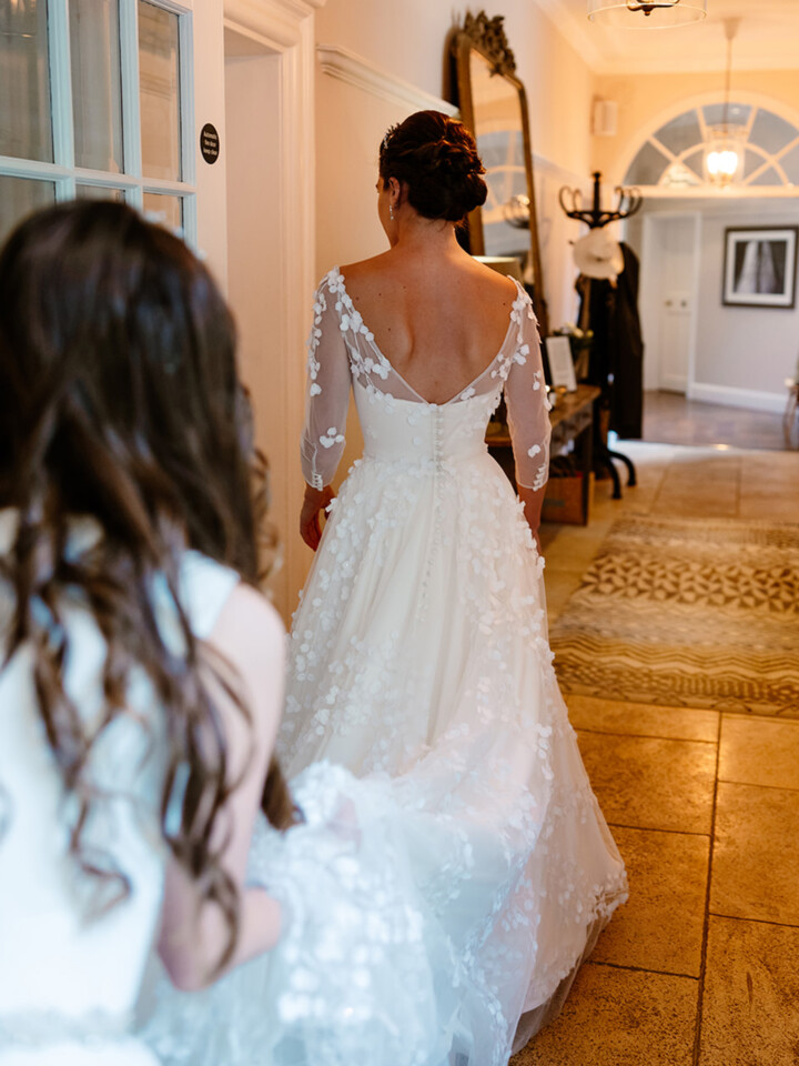 Phillipa Lepley Bride Lily Long Sleeve Embroidered Satin Wedding Dress