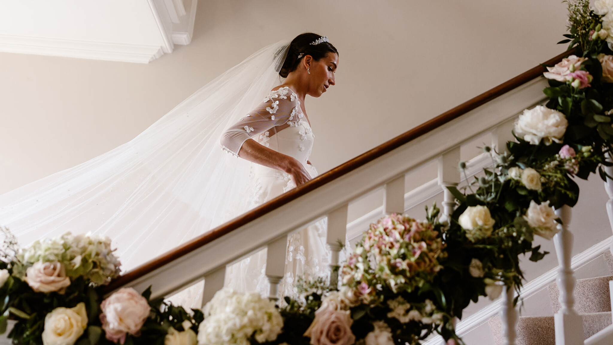 Phillipa Lepley Bride Lily Long Sleeve Embroidered Satin Wedding Dress