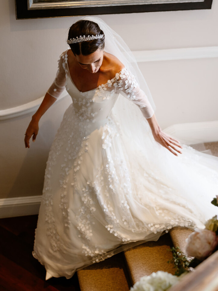 Phillipa Lepley Bride Lily Long Sleeve Embroidered Satin Wedding Dress