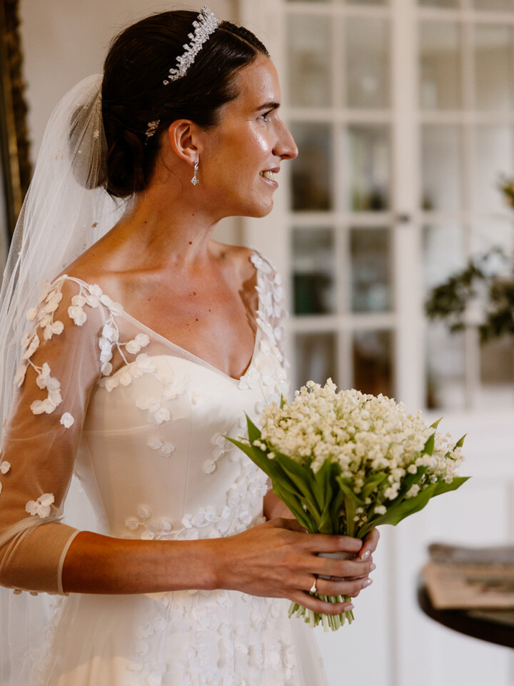 Phillipa Lepley Bride Lily Long Sleeve Embroidered Satin Wedding Dress