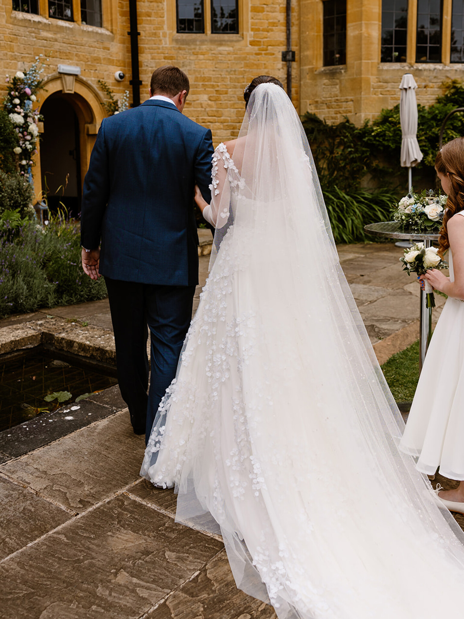 Phillipa Lepley Bride Lily Long Sleeve Embroidered Satin Wedding Dress