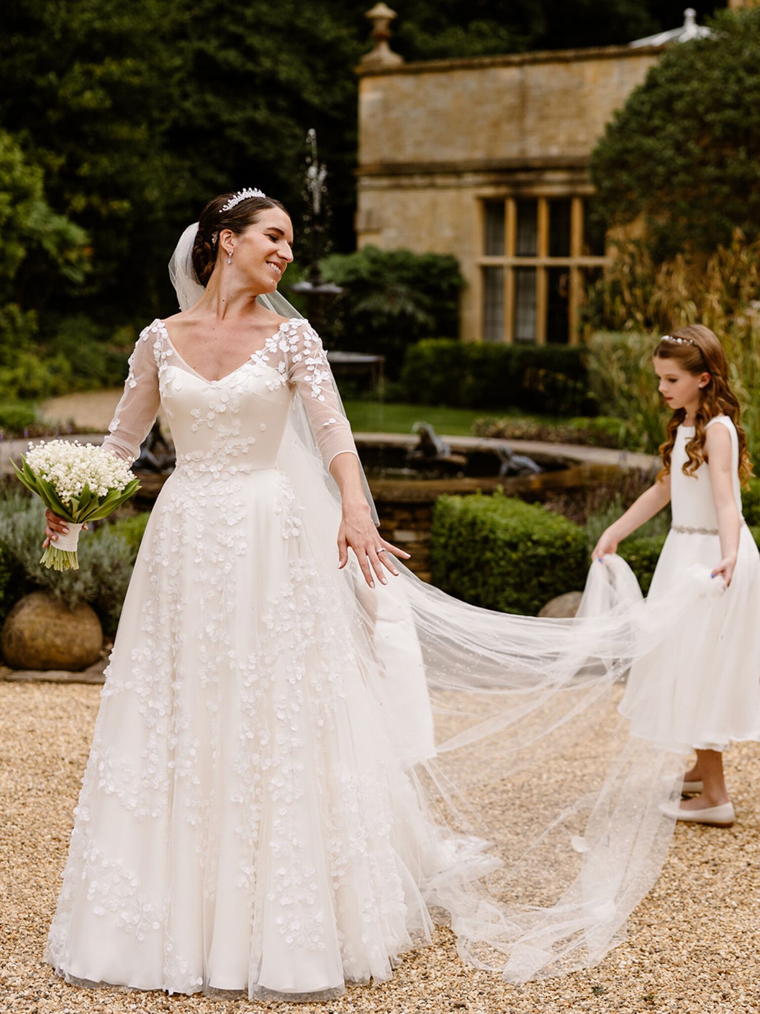 Phillipa Lepley Bride Lily Long Sleeve Embroidered Satin Wedding Dress