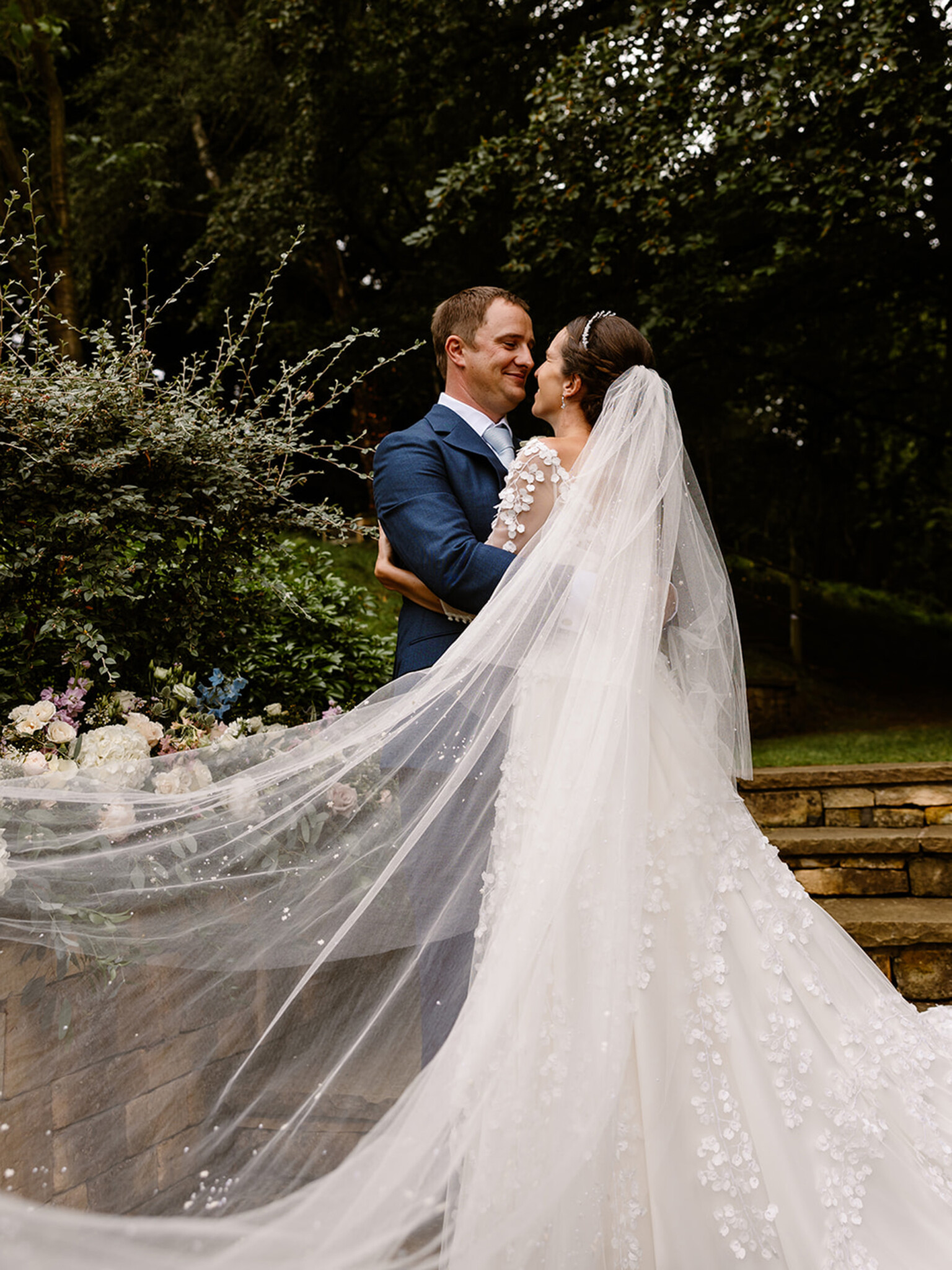 Phillipa Lepley Bride Lily Long Sleeve Embroidered Satin Wedding Dress