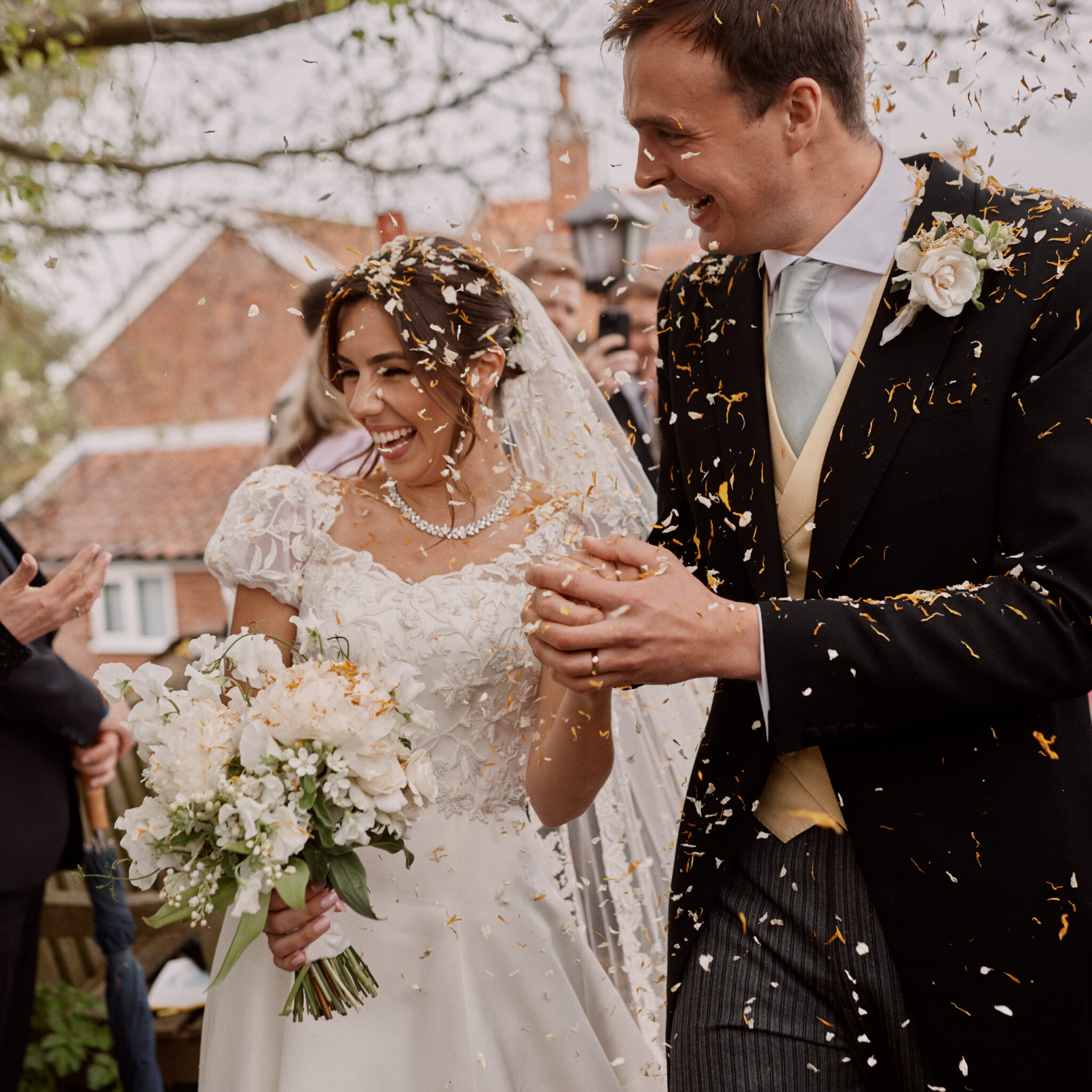 Phillipa Lepley Bride Katya Bespoke Hand Embroidered Puff Sleeve V Neck Wedding Dress
