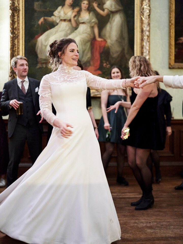 Phillipa Lepley Bride Clementine Christmas Wedding High Neck Embroidered Long Sleeve Dress