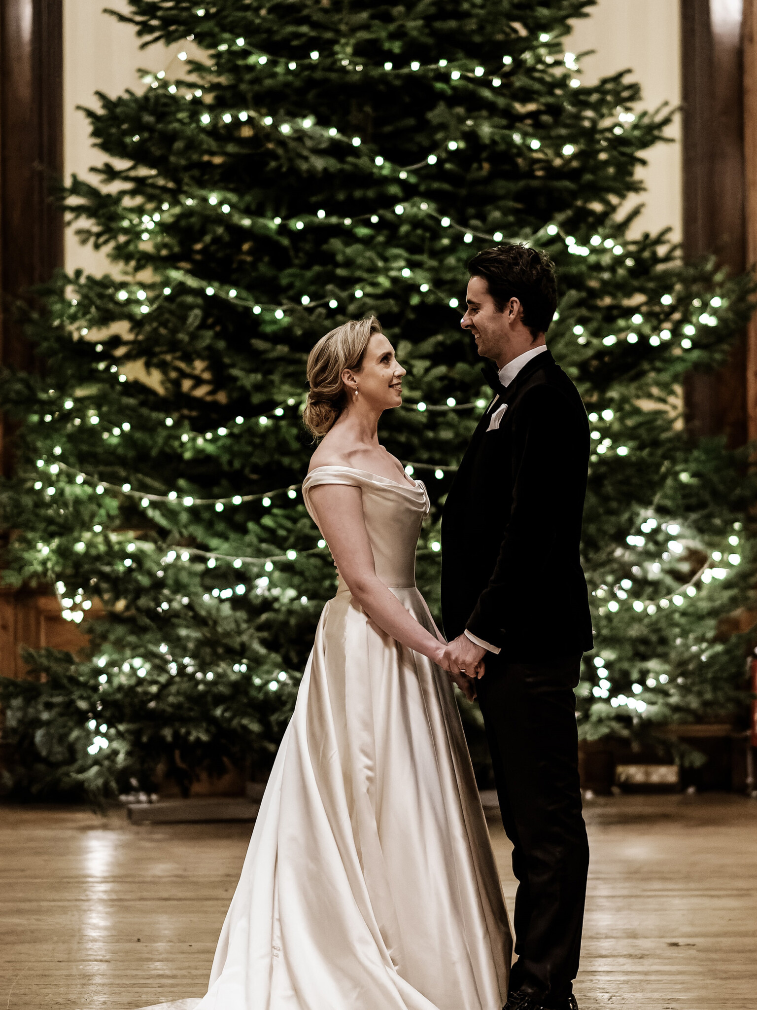 Phillipa Lepley Bride Emily Couture Bespoke Duchess Satin Wedding Dress Christmas Wedding