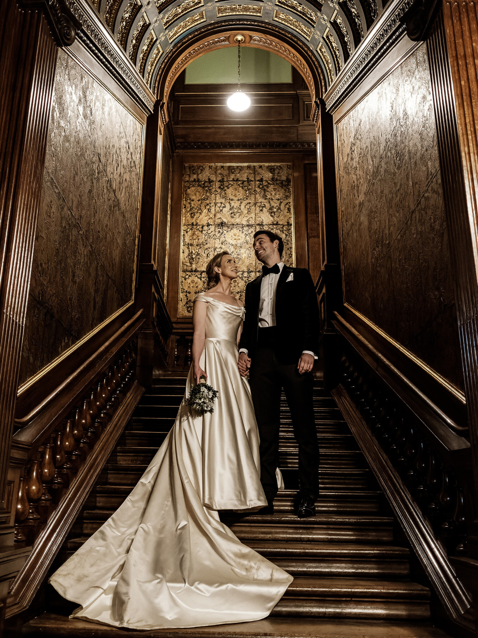 Phillipa Lepley Bride Emily Couture Bespoke Duchess Satin Wedding Dress Christmas Wedding