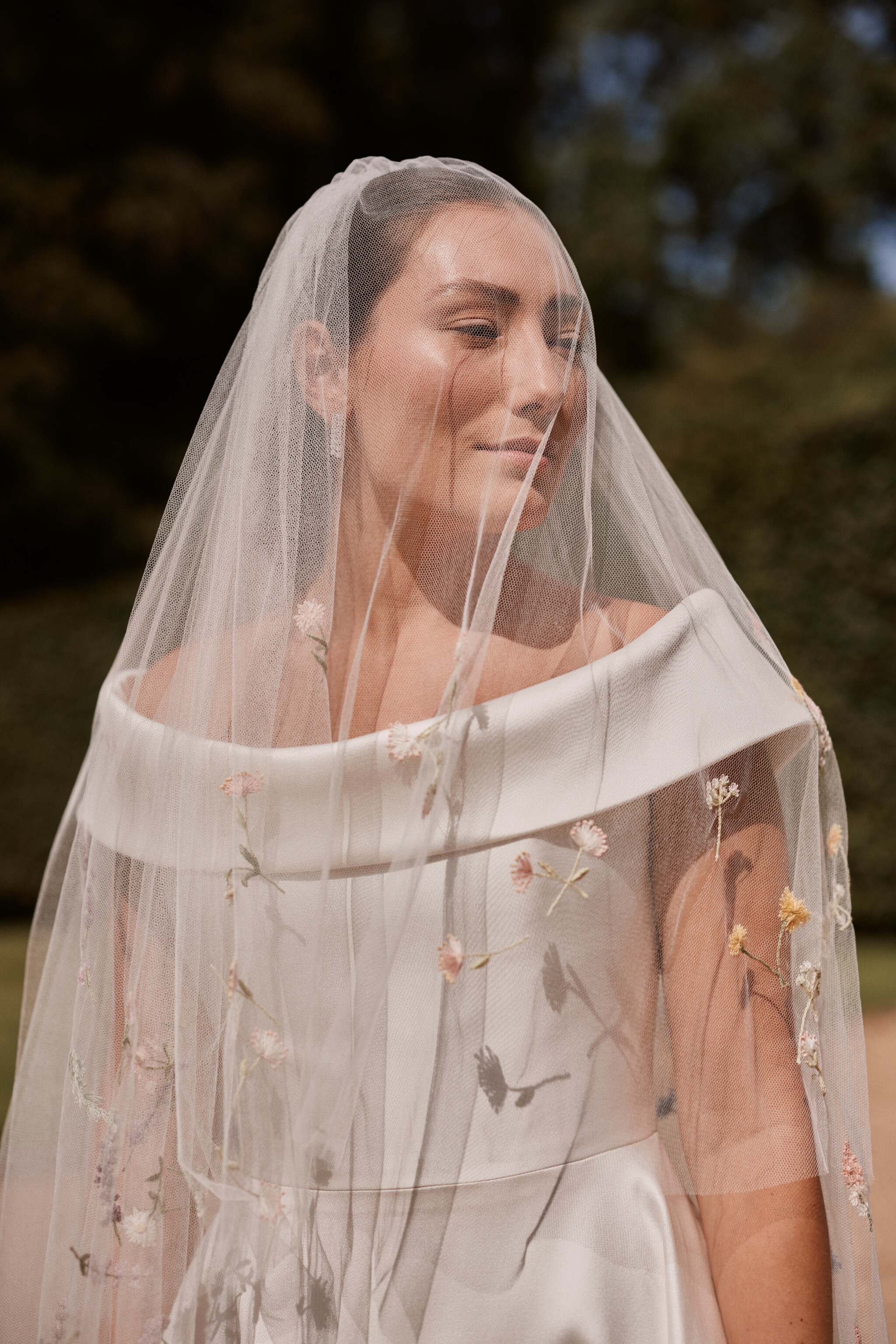 Phillipa_Lepley_Bride_Harriet_Duchess_Satin_Off_The_Shoulder_Wedding_Dress_Colourful_Hand_Embroidered_Wildflower_Meadow_Veil