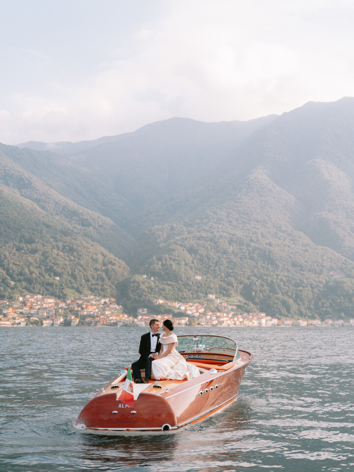 Phillipa Lepley Bride Katie Couture Off The Shoulder Duchess Satin Column Dress Bespoke Floral Embroidery Lake Como Wedding