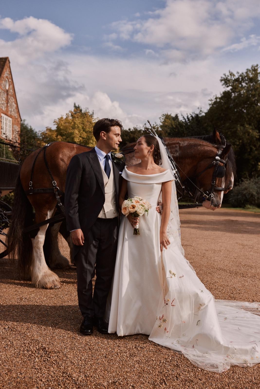 Phillipa_Lepley_Bride_Harriet_Duchess_Satin_Off_The_Shoulder_Wedding_Dress_Colourful_Hand_Embroidered_Wildflower_Meadow_Veil