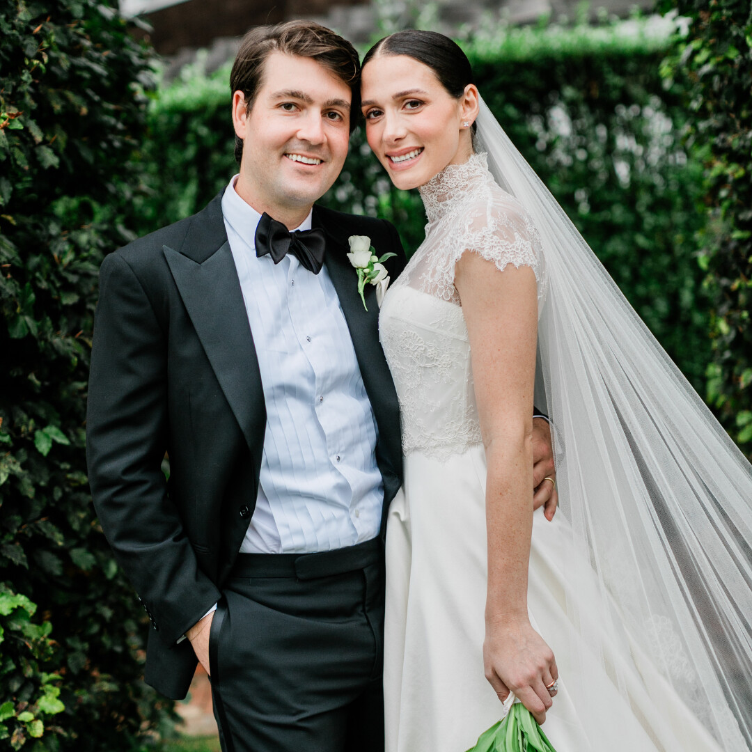 Phillipa Lepley Bride Madison Hamptons Wedding Duchess Satin Strapless A Line Dress with Lace Cap Sleeve Bridal Top
