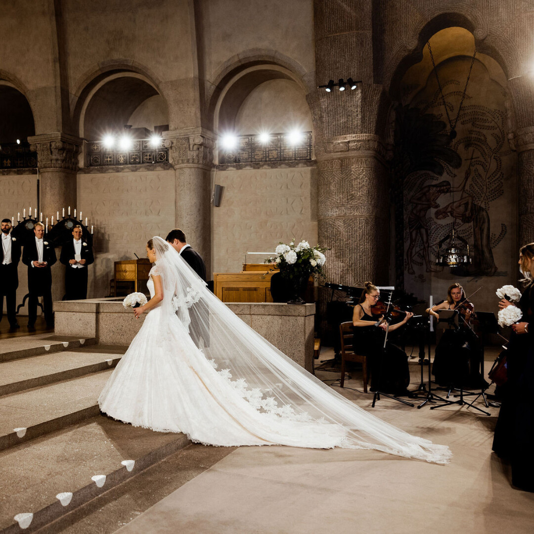 Phillipa Lepley Bride Hedvig High Neck Lace Wedding Dress And Lace Veil