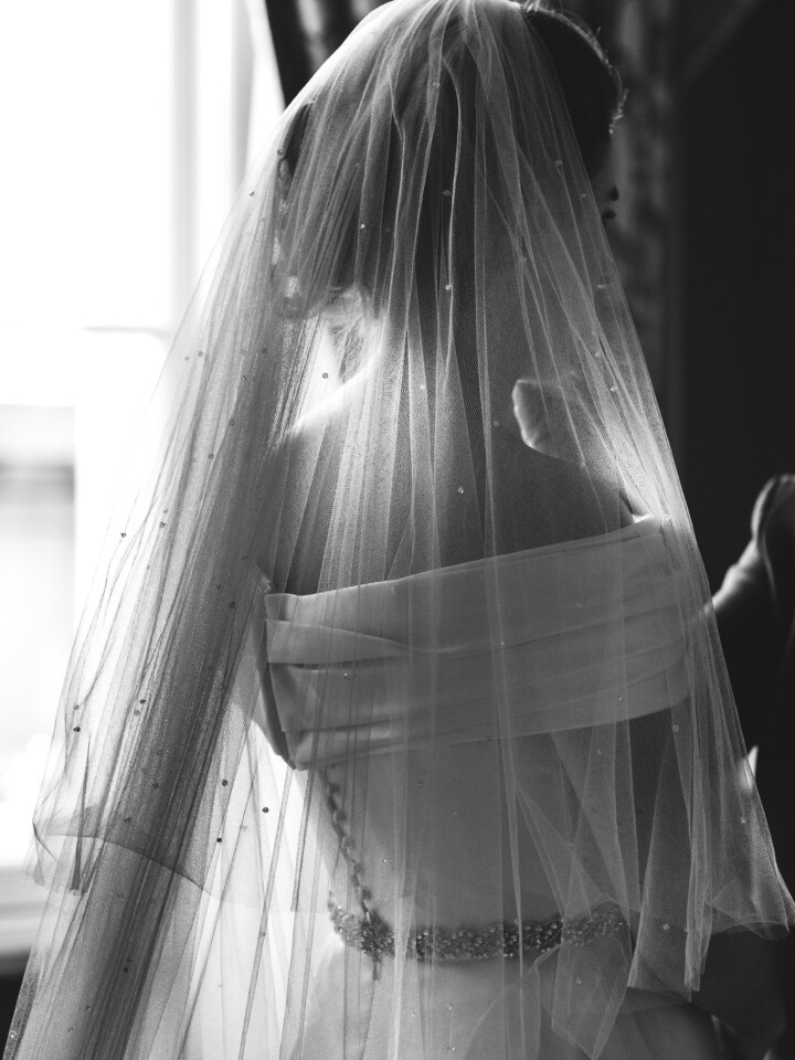 Phillipa Lepley Bride Georgina Corseted Duchess Satin Draped Collar Wedding Gown