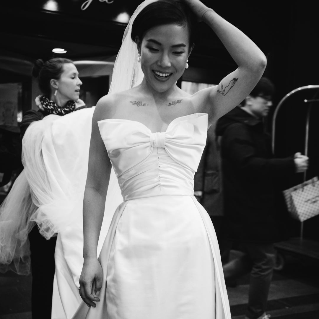Phillipa_Lepley_Bride_Jessica_Corseted_Strapless_Bow_Wedding_Dress_Bespoke_Overskirt_New_York_City_Wedding