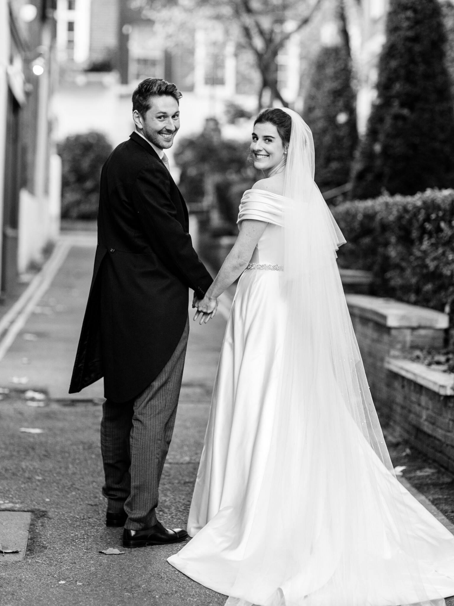 Phillipa Lepley Bride Georgina Corseted Duchess Satin Draped Collar Wedding Gown