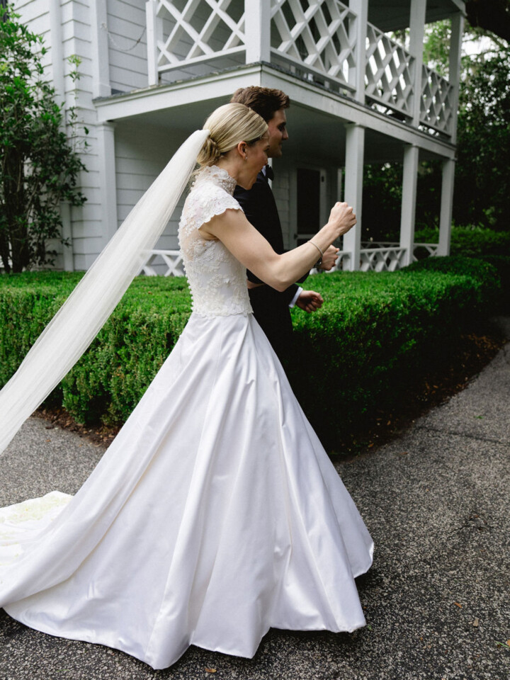Phillipa Lepley bride Julia High Neck Dropped Waist Wedding Dress With Removable Embroidered Top Charleston Wedding