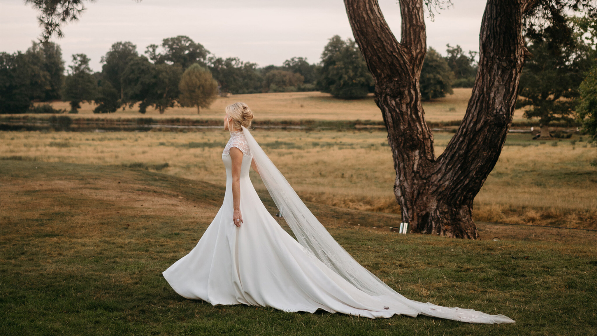 Phillipa Lepley Bride Isobel Silk Crepe Couture Wedding Dress With Embroidered Yoke And Embroidered Silk Tulle Veil Wilderness Reserve Wedding