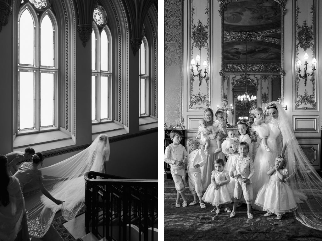 Phillipa_Lepley_Bespoke_Celestial_Puff_Sleeve_Wedding_Dress_Lady_Violet_Manners_Viscountess_Garnock_Wedding_At_ Belvoir_Castle