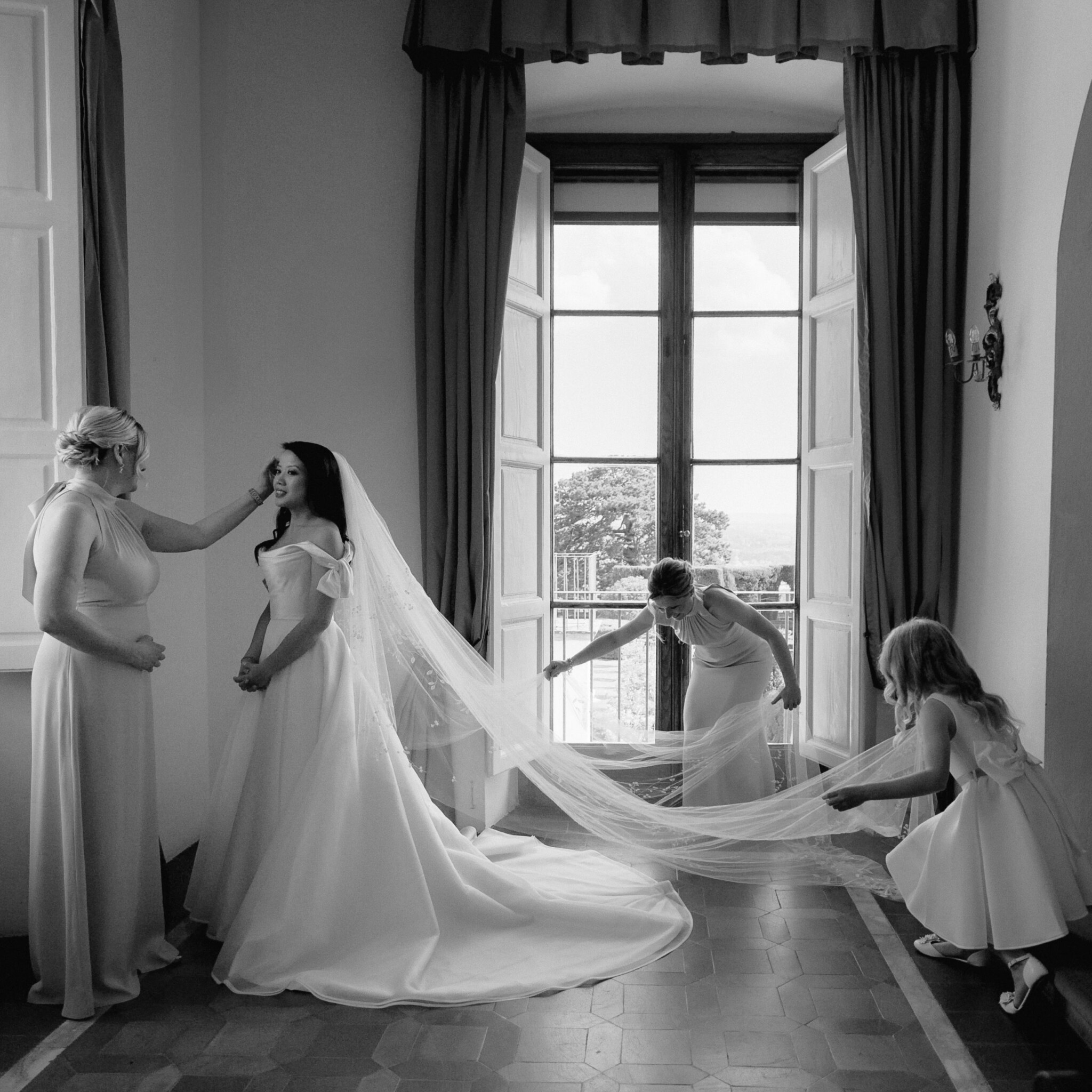Phillipa_Lepley_bride_Katy_Vienna_Low_Shoulder_Bow_Couture_Duchess_Satin_Wedding_Dress_Embroidered_Veil