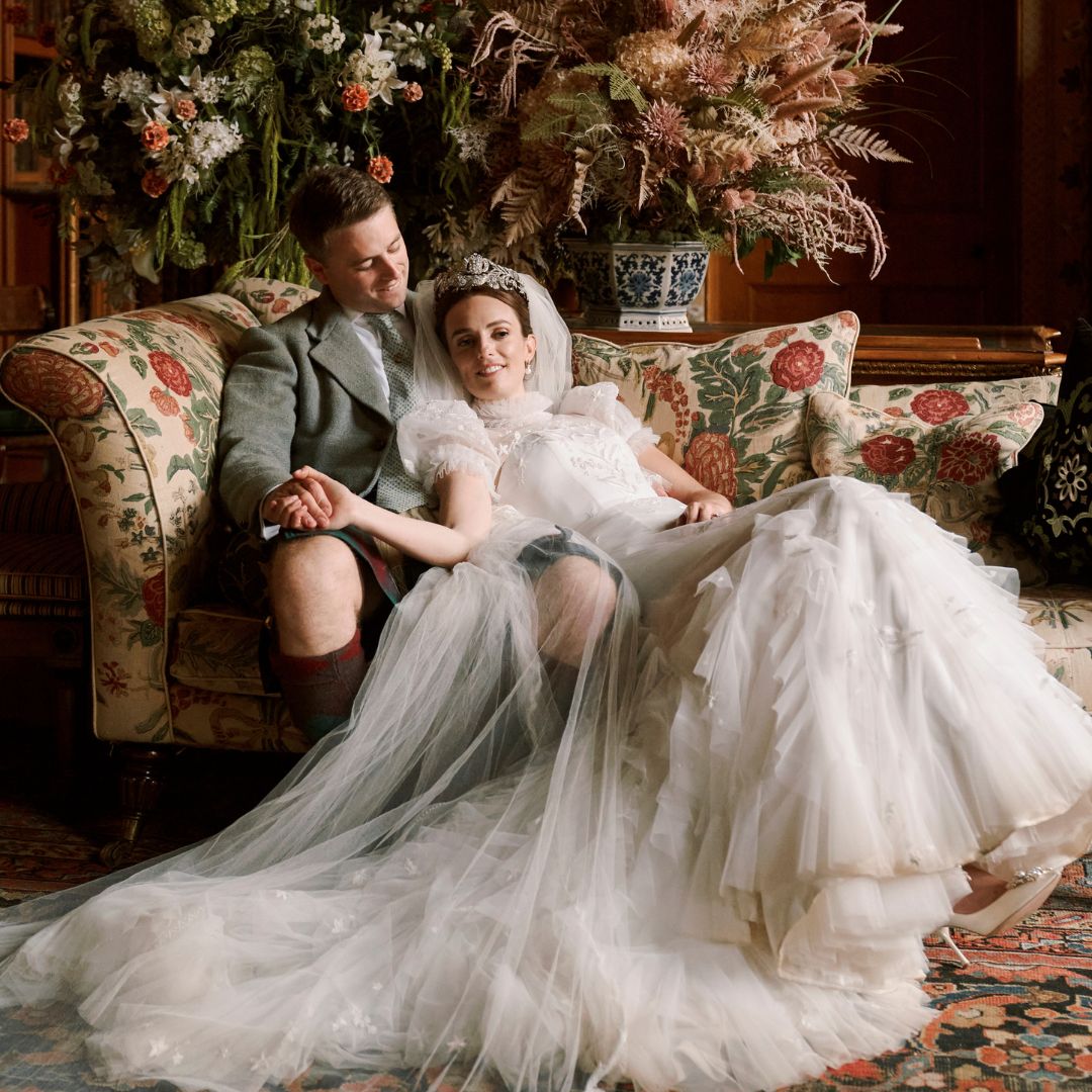 Phillipa_Lepley_Bespoke_Celestial_Puff_Sleeve_Wedding_Dress_Lady_Violet_Manners_Viscountess_Garnock_Wedding_At_ Belvoir_Castle