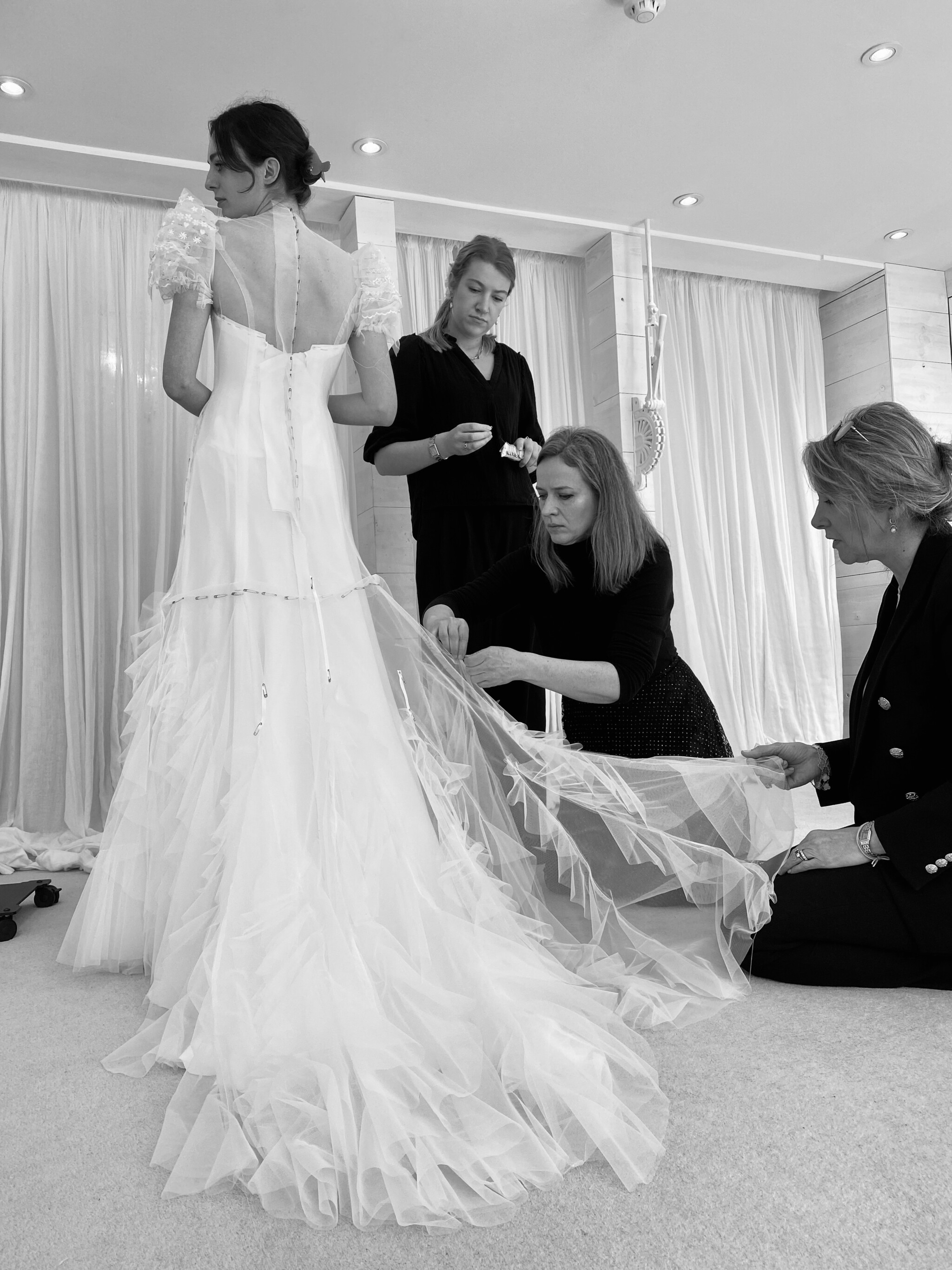 Phillipa_Lepley_Bespoke_Celestial_Puff_Sleeve_Wedding_Dress_Lady_Violet_Manners_Viscountess_Garnock_Wedding_At_ Belvoir_Castle_Behind_The_Scenes_London_Atelier