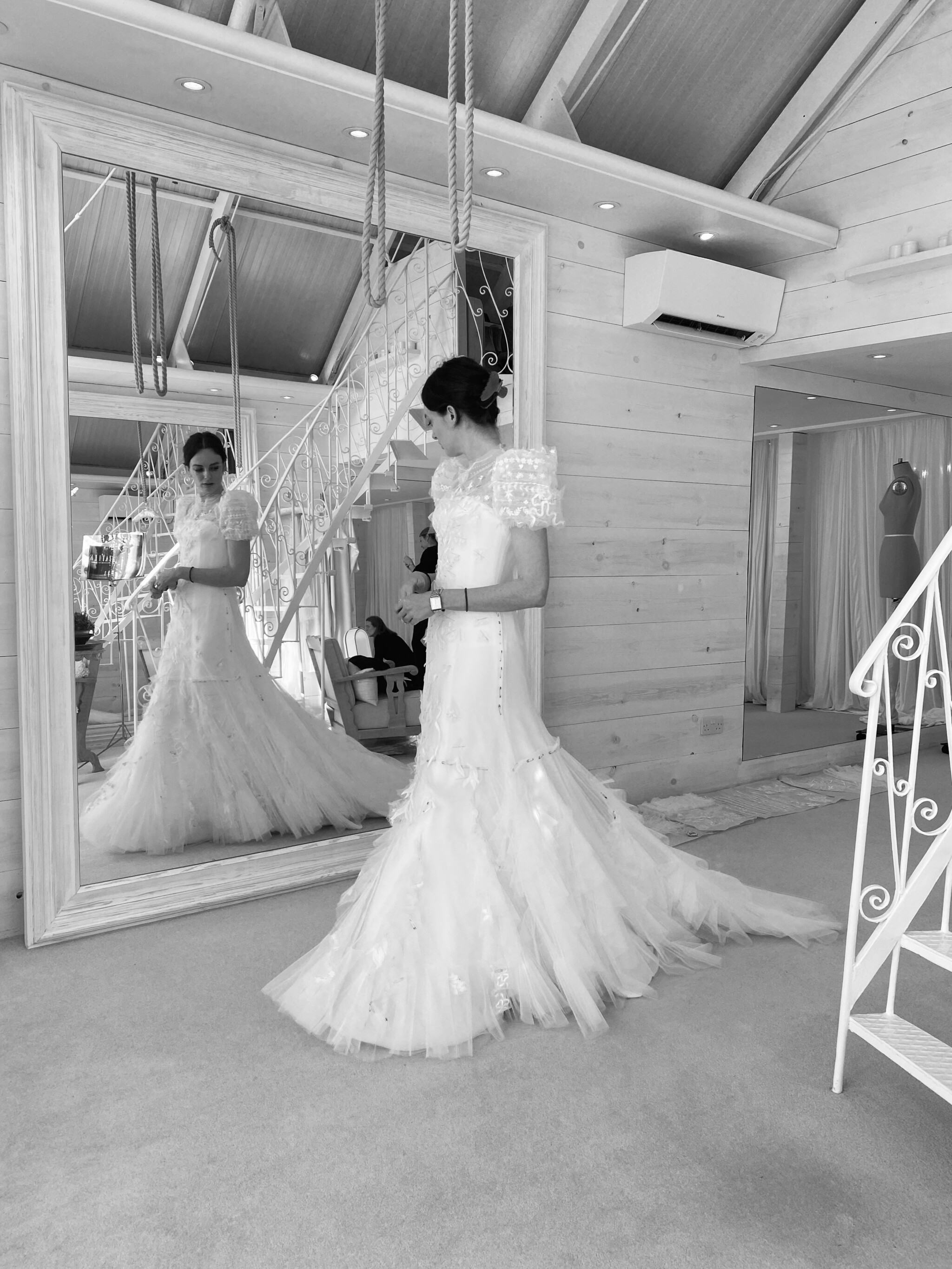 Phillipa_Lepley_Bespoke_Celestial_Puff_Sleeve_Wedding_Dress_Lady_Violet_Manners_Viscountess_Garnock_Wedding_At_ Belvoir_Castle_Behind_The_Scenes_London_Atelier