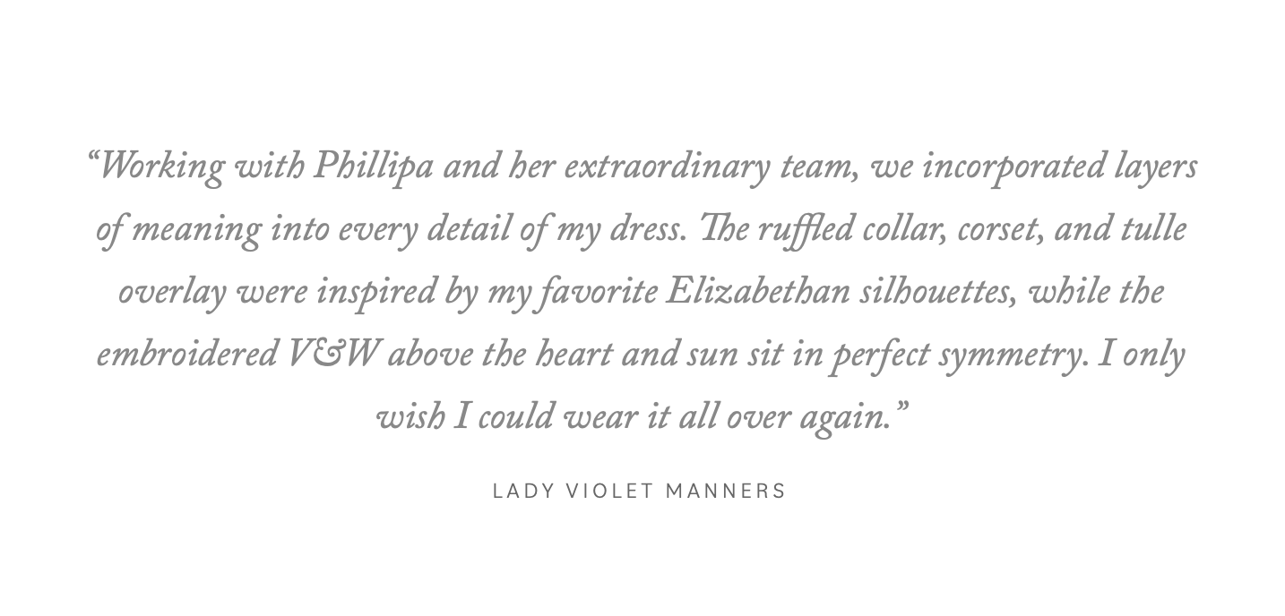 Phillipa_Lepley_Bespoke_Celestial_Puff_Sleeve_Wedding_Dress_Lady_Violet_Manners_Viscountess_Garnock_Wedding_At_ Belvoir_Castle