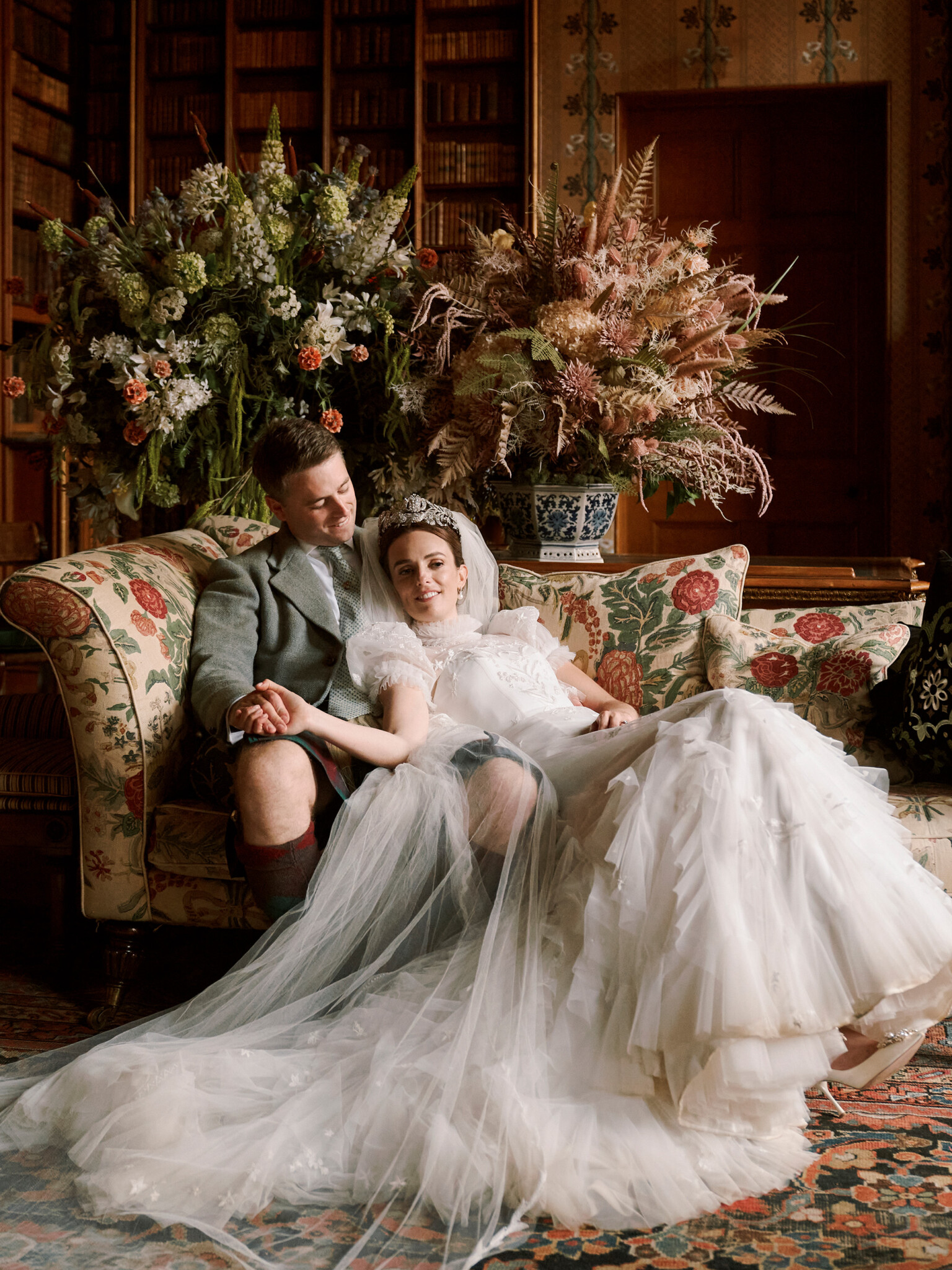 Phillipa Lepley Bespoke Celestial Puff Sleeve Wedding Dress Lady Violet Manners Viscountess Garnock Wedding At Belvoir Castle