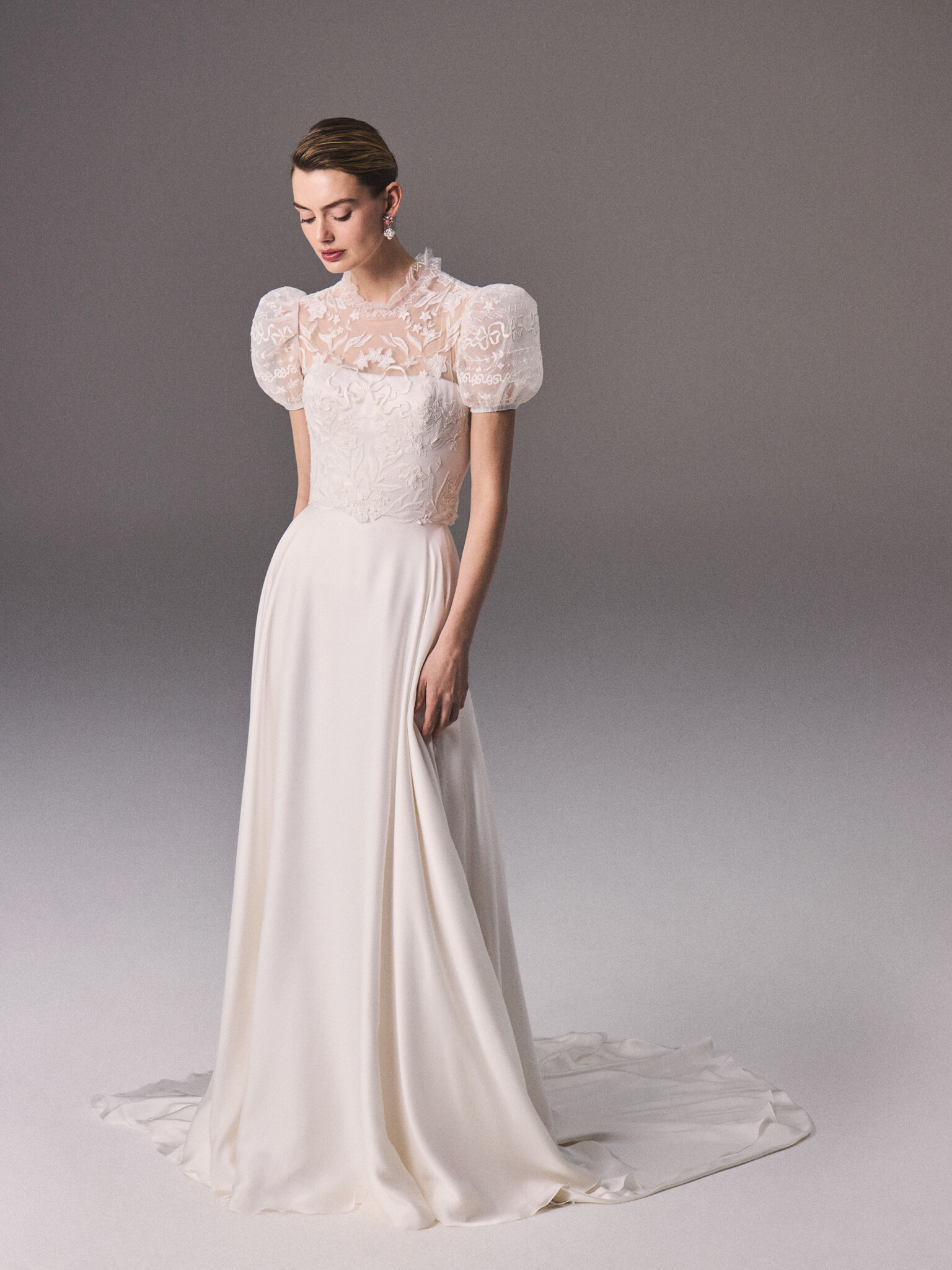 Phillipa Lepley Couture Chapter Forty Vienna Satin Chiffon & Violetta BB Top