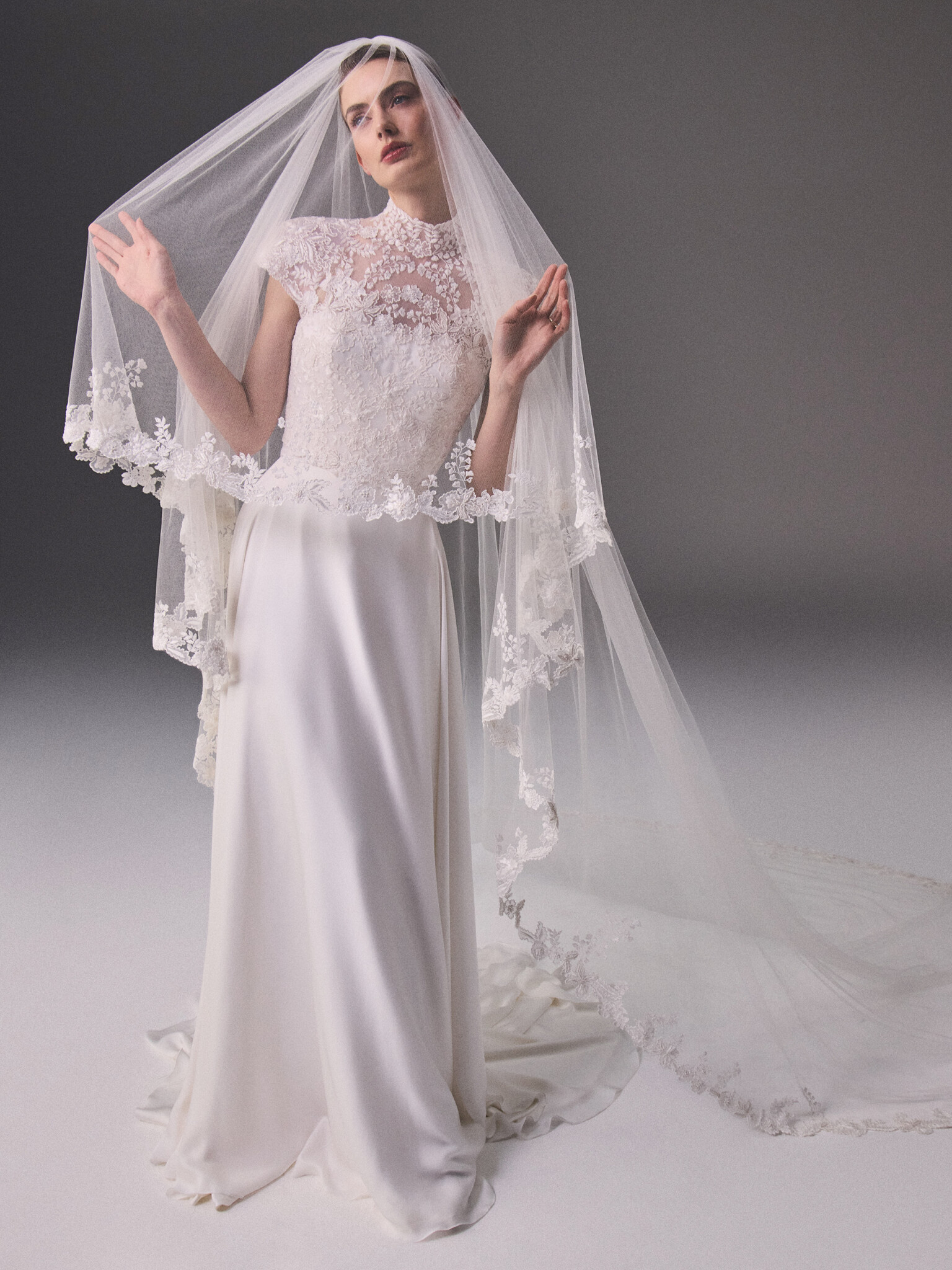 Phillipa Lepley Couture Chapter Forty Vienna Satin Chiffon & Organic Primrose BB Top