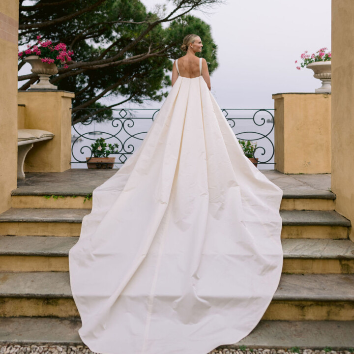Phillipa Lepley Real Bride Jenna Duchess Satin Wedding Dress And Watteau