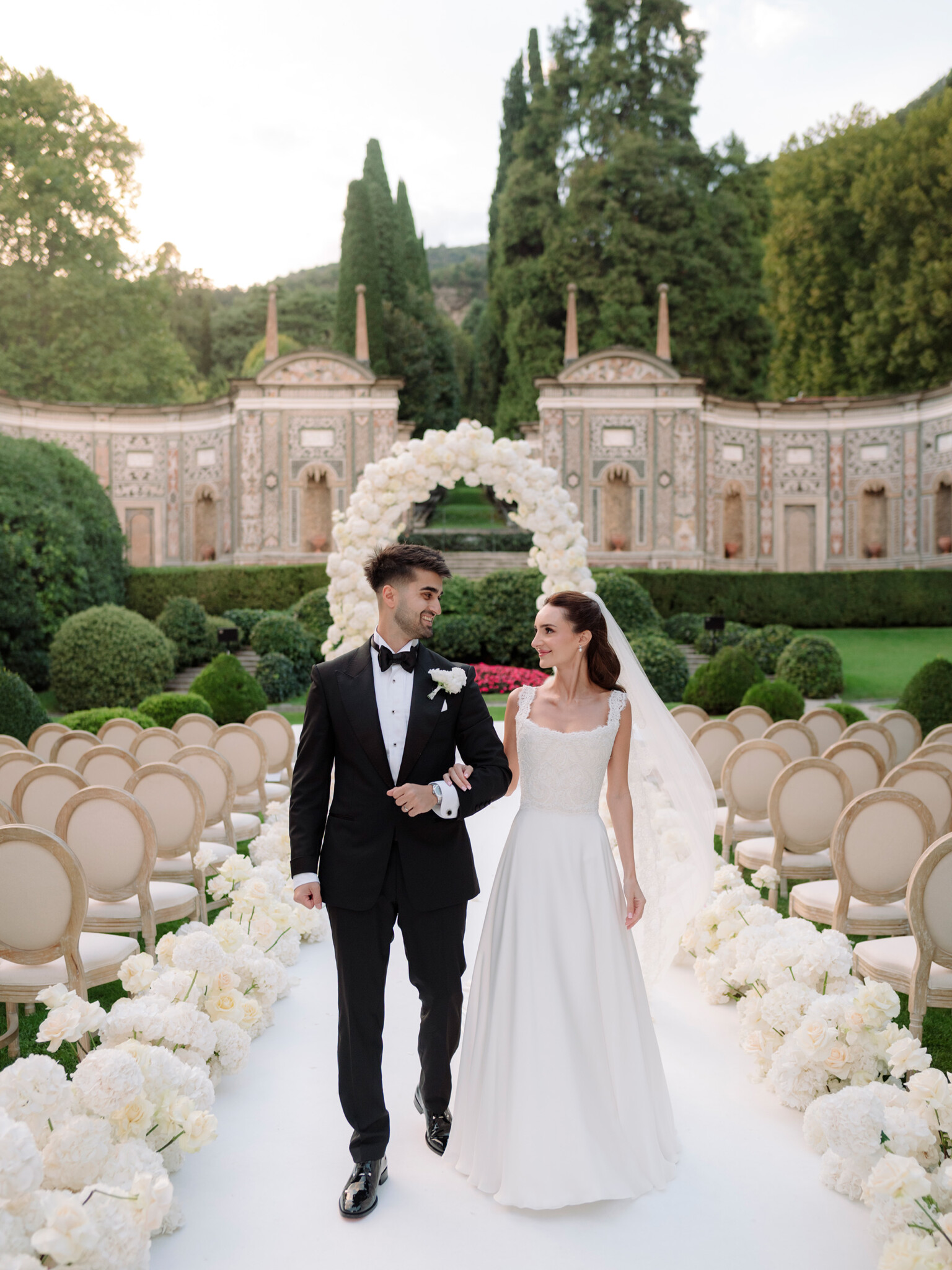 Phillipa Lepley Bride Violet Couture Pearl Lace Wedding Dress Lake Como Destination Wedding