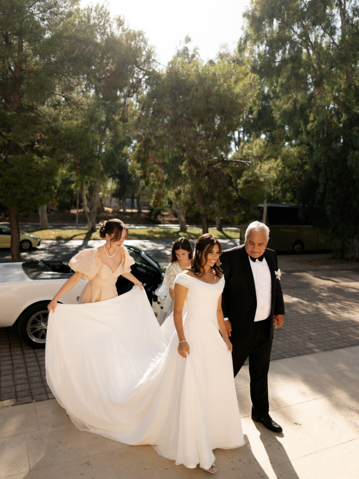Phillipa Lepley Bride Ismini Off The Shoulder Lightweight Georgette Couture Gown Athens Wedding