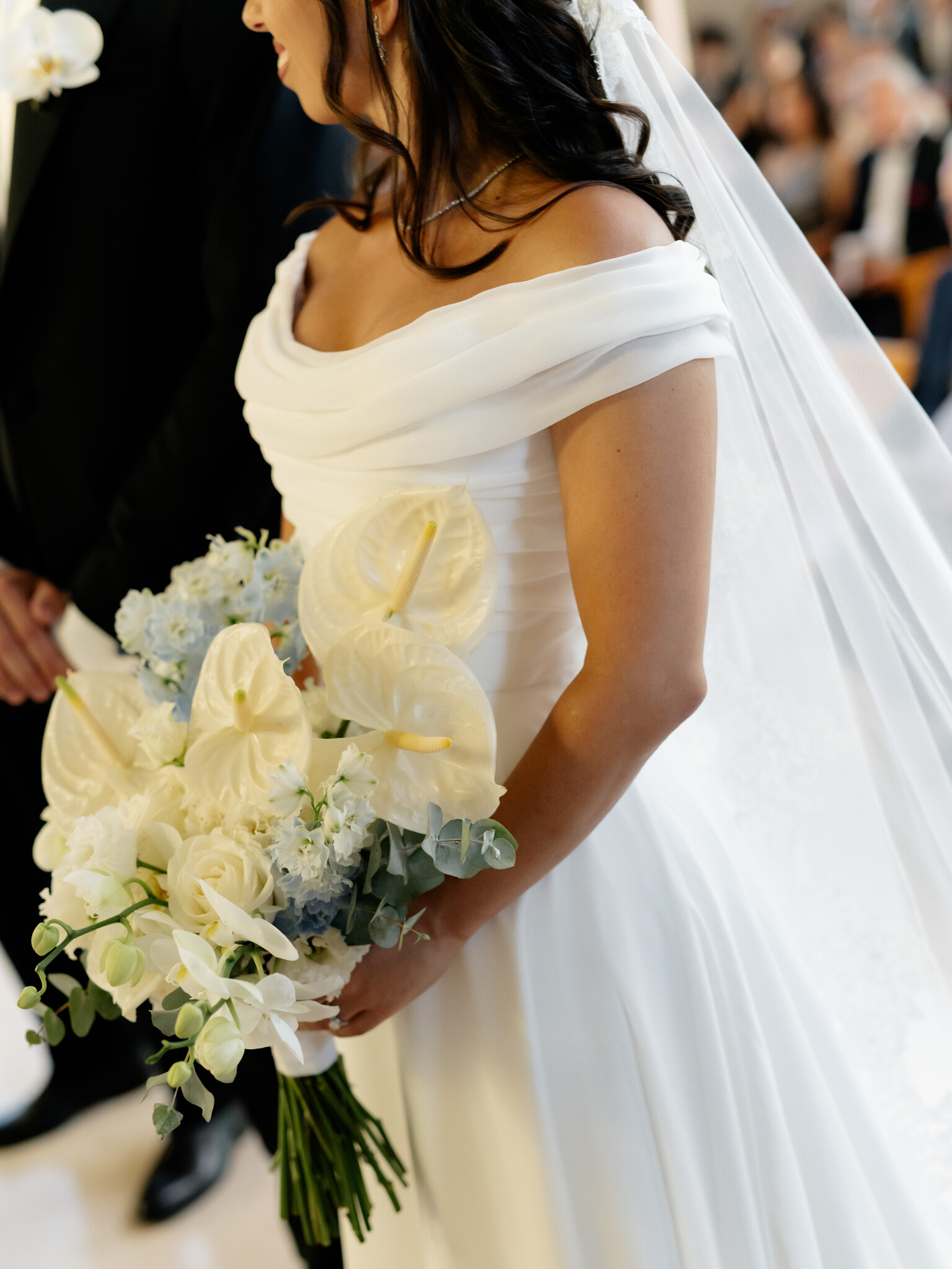 Phillipa Lepley Bride Ismini Off The Shoulder Lightweight Georgette Couture Gown Athens Wedding
