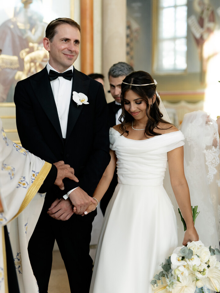 Phillipa Lepley Bride Ismini Off The Shoulder Lightweight Georgette Couture Gown Athens Wedding