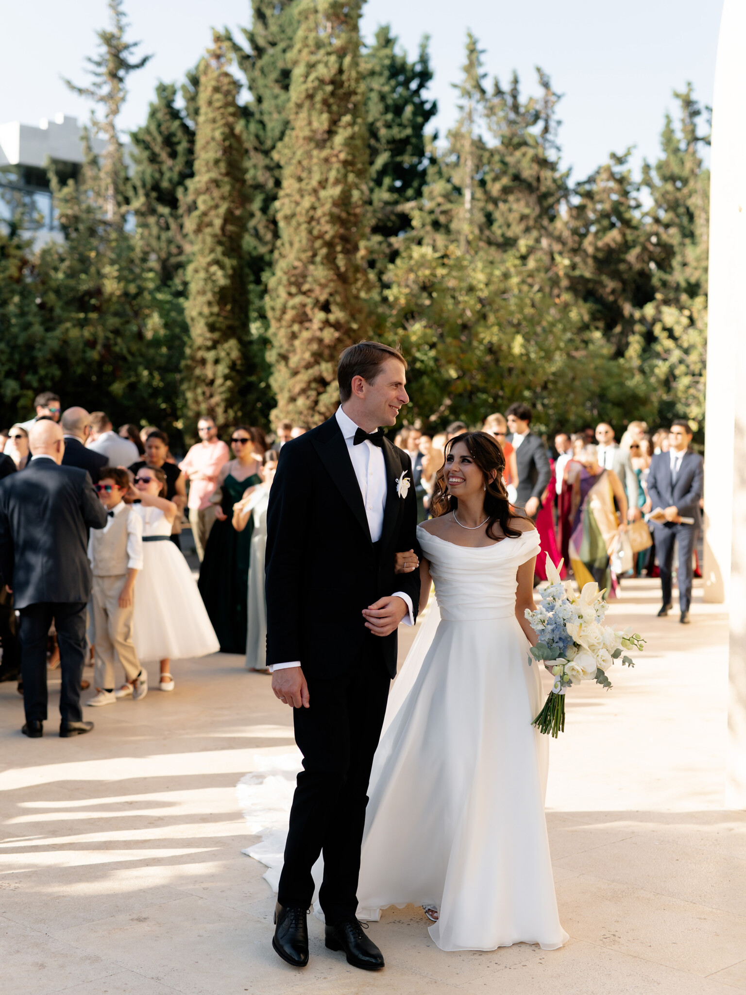 Phillipa Lepley Bride Ismini Off The Shoulder Lightweight Georgette Couture Gown Athens Wedding