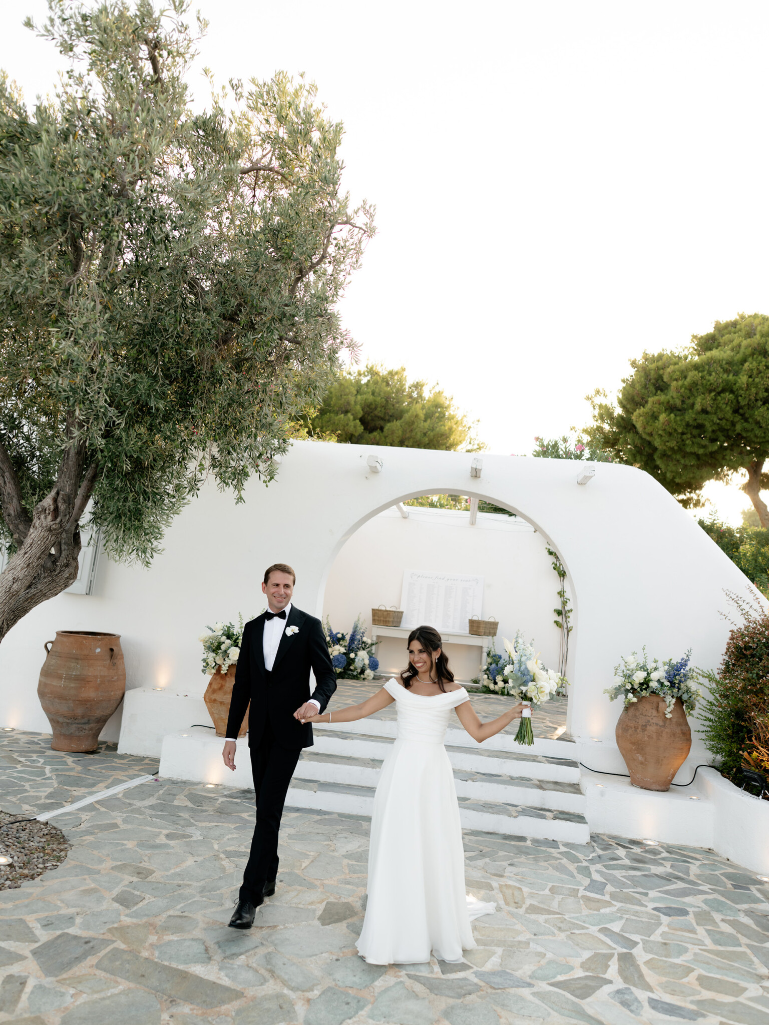 Phillipa Lepley Bride Ismini Off The Shoulder Lightweight Georgette Couture Gown Athens Wedding
