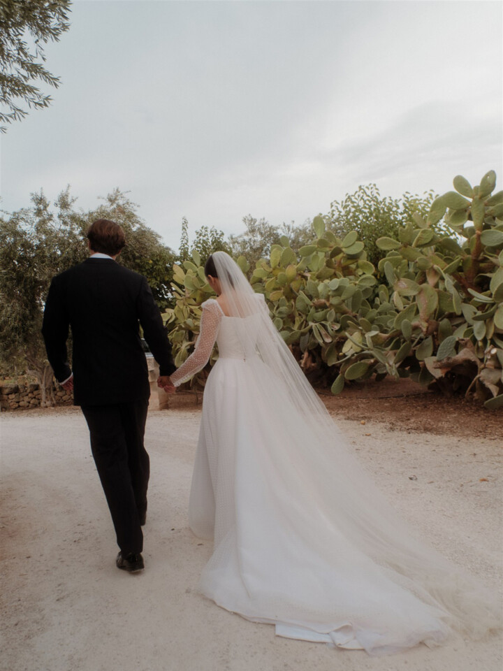 Phillipa Lepley Bride Lena Dotty Tulle Square Neckline And Long Sleeve Wedding Dress Puglia Wedding